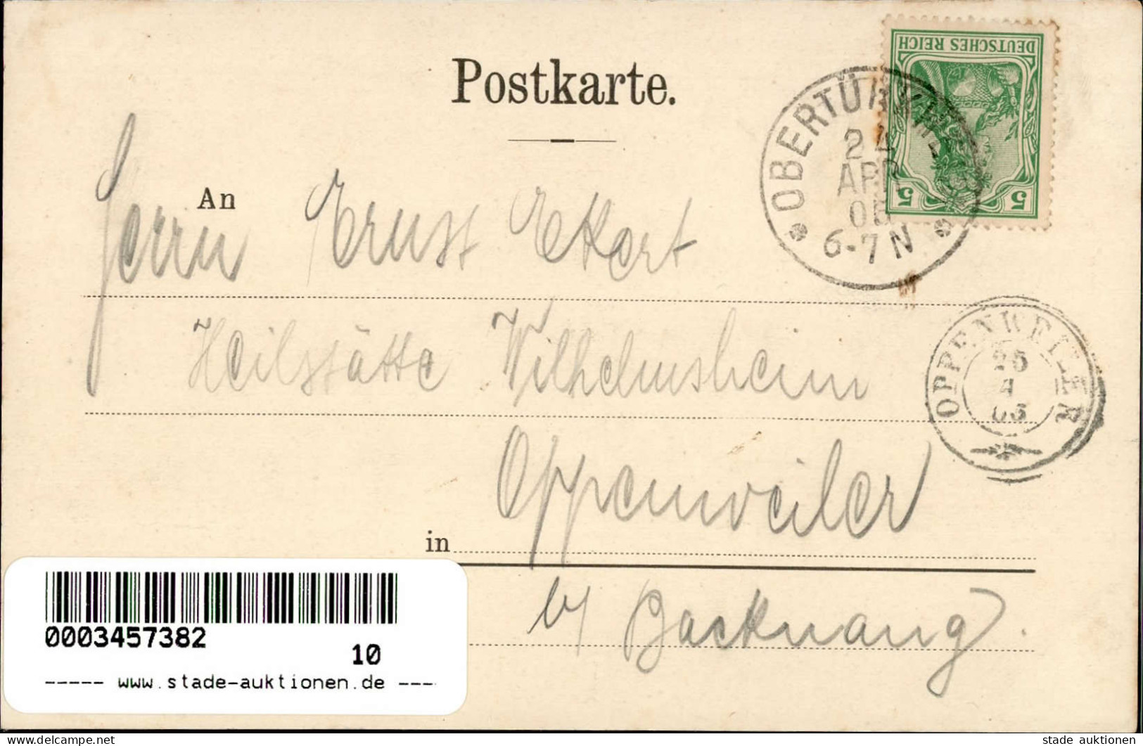 Obertürkheim (7000) Gasthaus Zur Traube 1905 I-II (Gebrauchsspuren) - Stuttgart