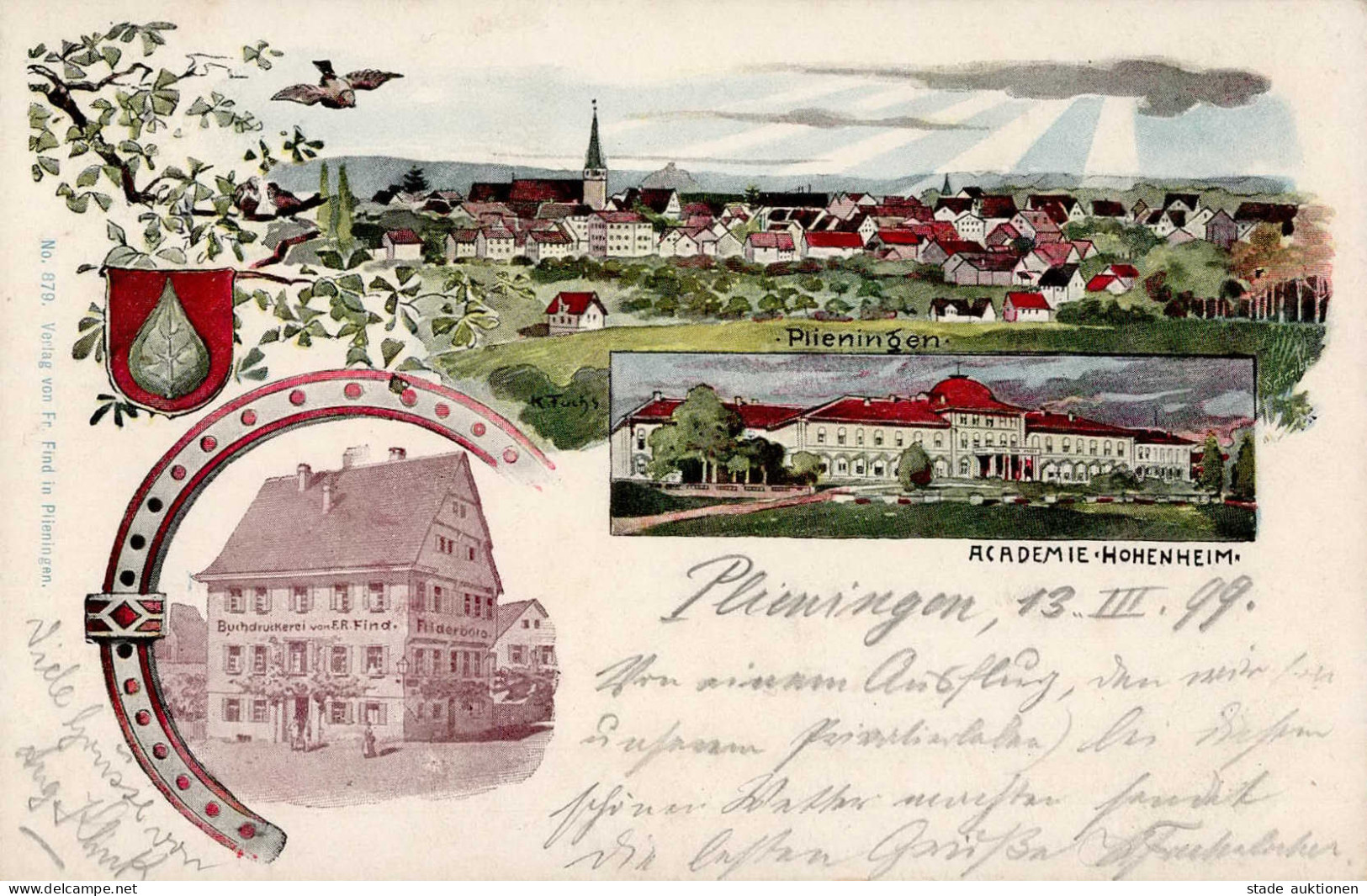 Plieningen (7000) Buchdruckerei F.R. Find Akademie Hohenheim 1899 I- - Stuttgart