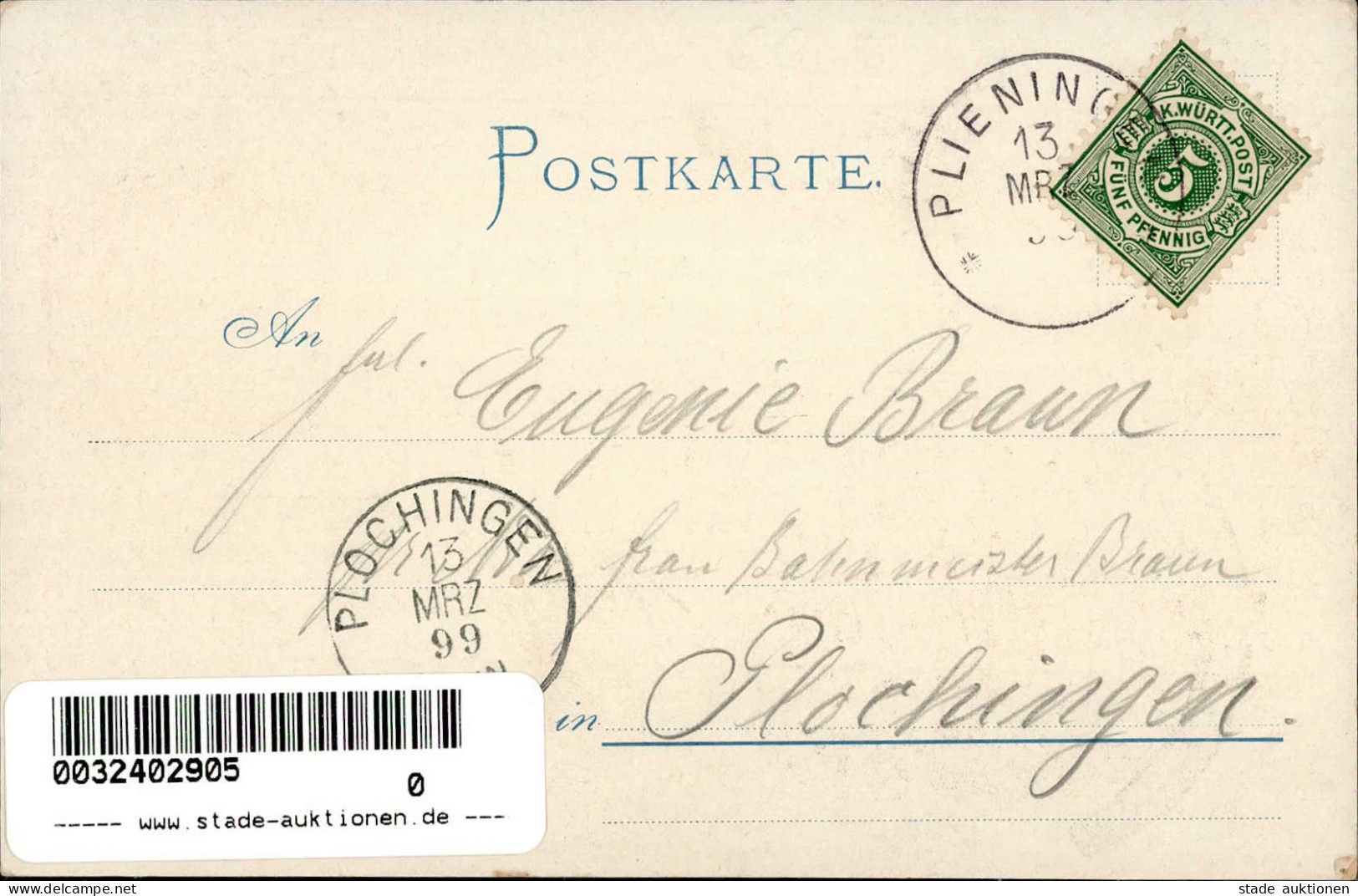 Plieningen (7000) Buchdruckerei F.R. Find Akademie Hohenheim 1899 I- - Stuttgart