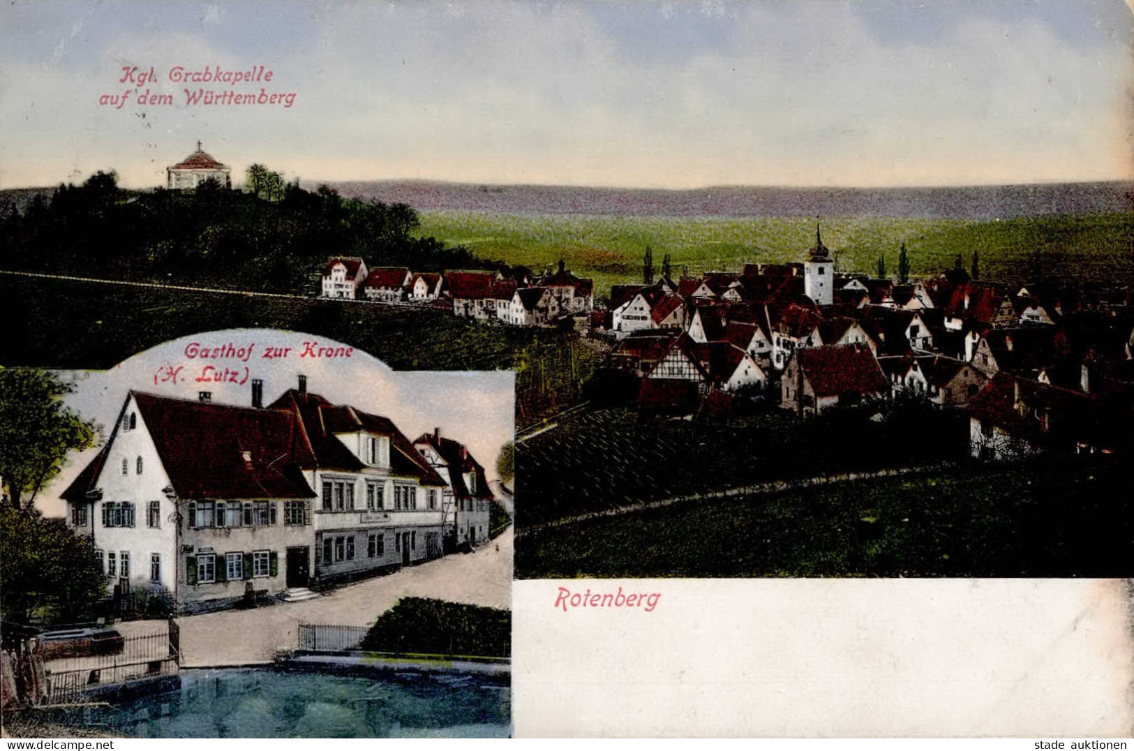 Rotenberg (7000) Gasthaus Zur Krone Kgl. Grabkapelle Kirche 1912 I- - Stuttgart