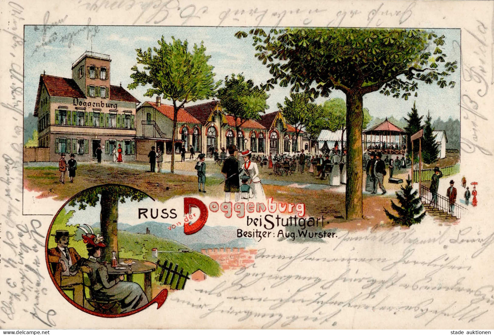 Stuttgart (7000) Gasthaus Doggenburg A. Wurster 1902 II (beschnitten) - Stuttgart