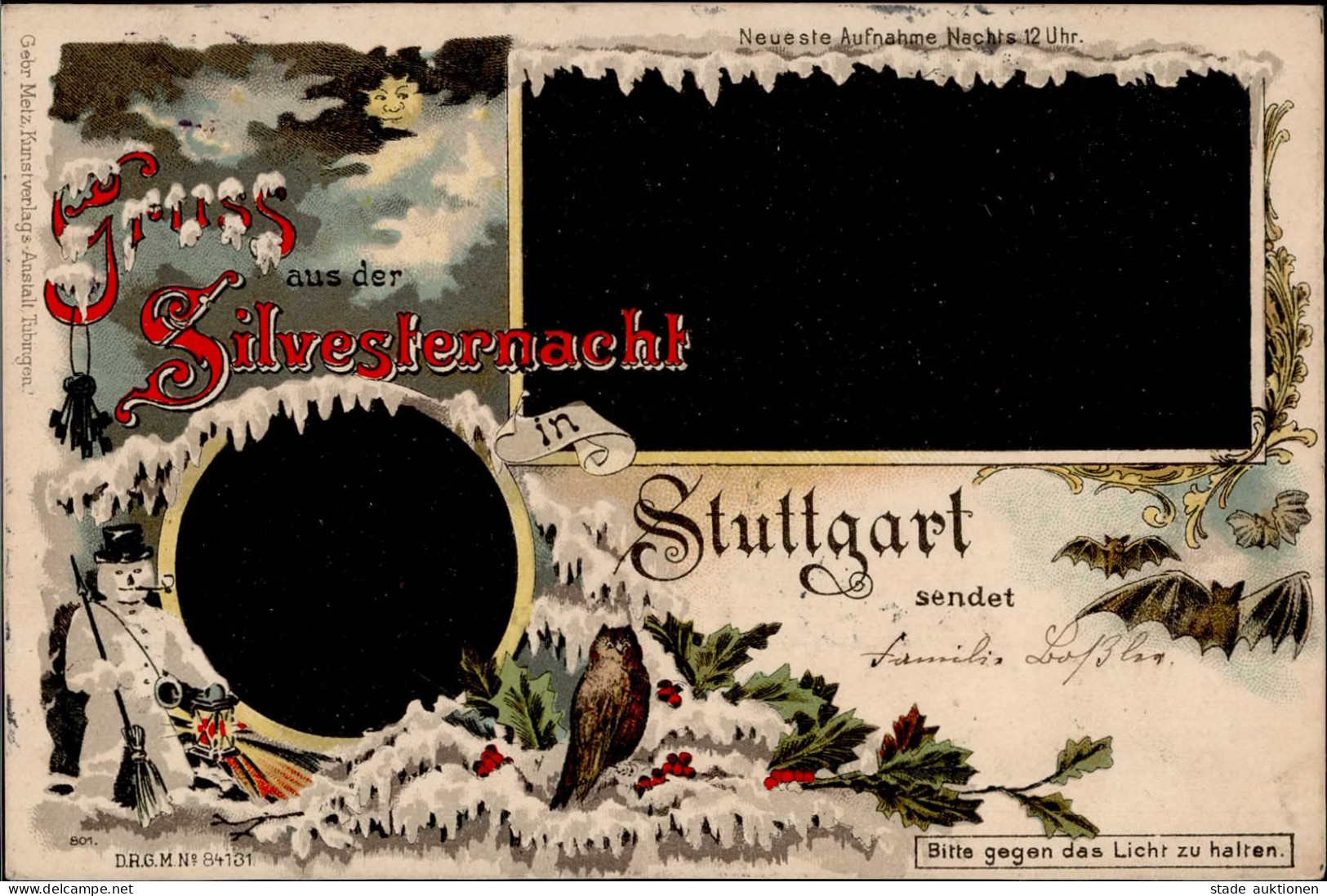 Stuttgart (7000) Halt Gegen Licht Silvesternacht Eule Prosit Neujahr 1897 I- Bonne Annee - Stuttgart