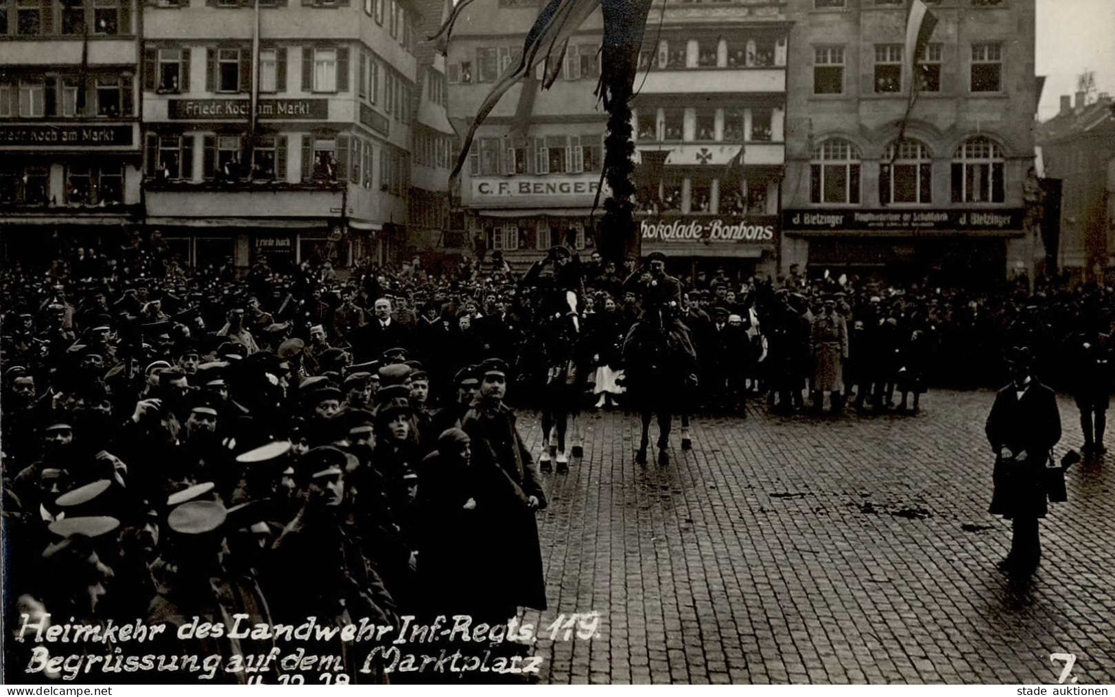 Stuttgart (7000) Heimkehr Des Landwehr Infanterie Rgmts. 119 Markt Foto-Karte 1918 I-II - Stuttgart