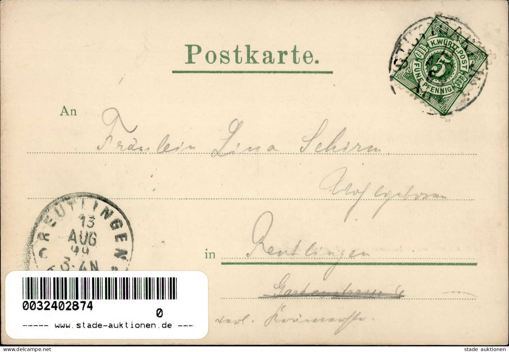 Stuttgart (7000) Neckarstrasse Neckartor 1899 I-II (fleckig) - Stuttgart