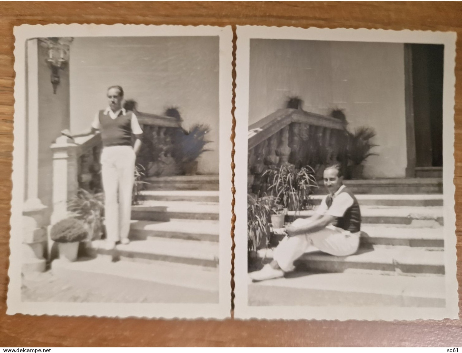 19321.  Due Fotografie D'epoca Uomo In Posa Aa '20 Italia - 8,5x7 - Personas Identificadas