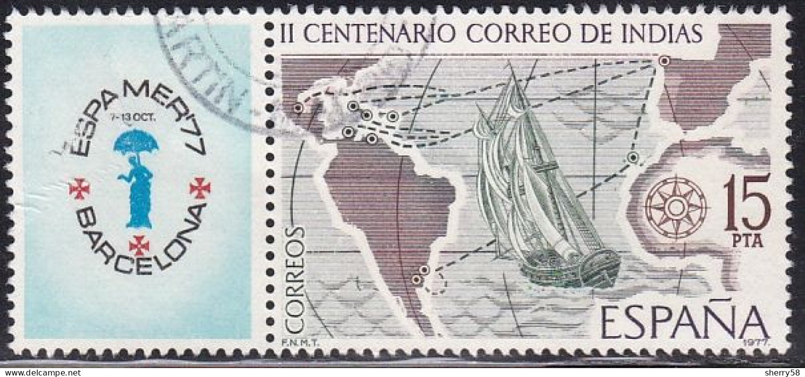 1977-ED. 2437-COMPLETA CON BANDELETA-CORREO MARITIMO.ESPAMER'77-USADO - Usati