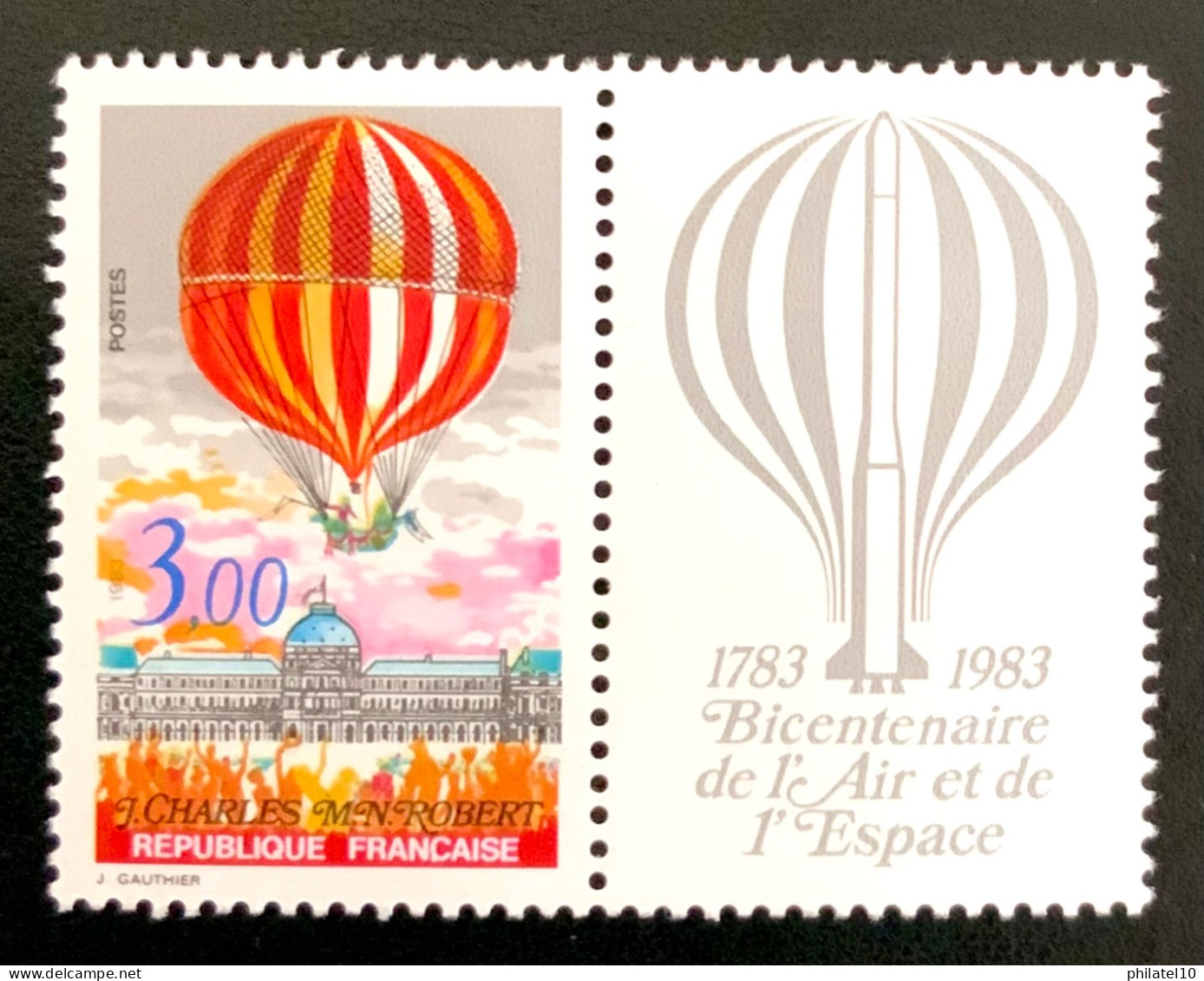 1983 FRANCE N 2262 J. CHARLES M.N ROBERT - BICENTENAIRE DE L’AIR ET DE L’ESPACE - NEUF** - Nuovi