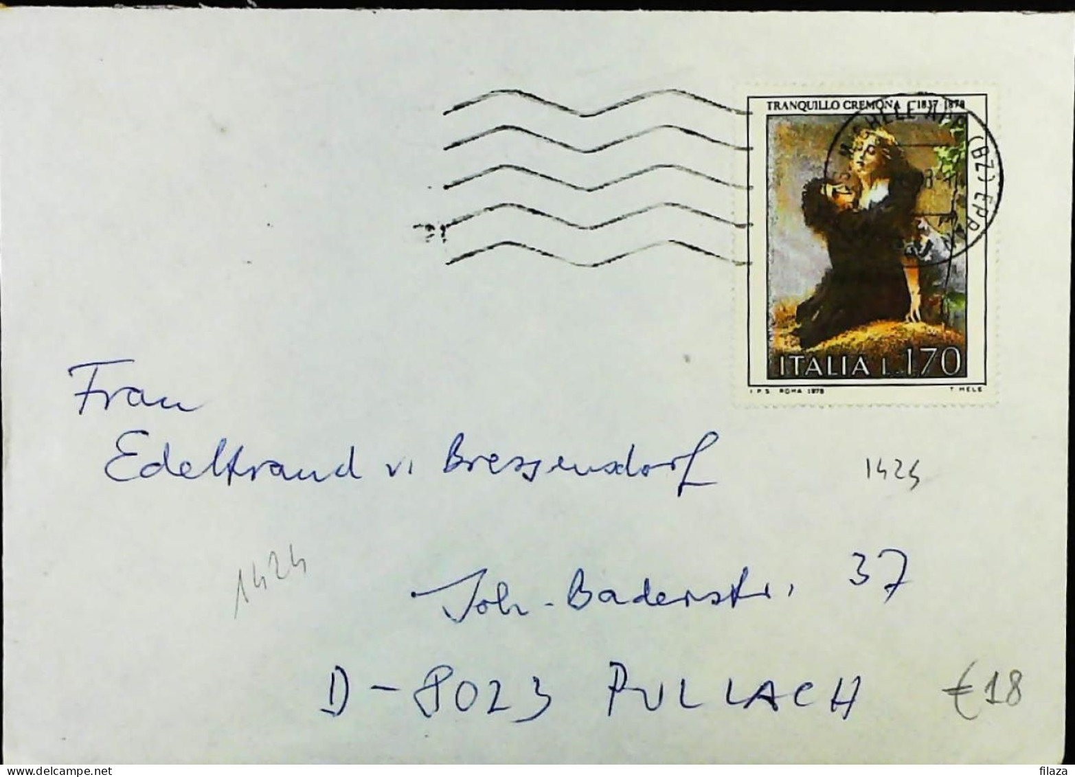 Italy .1978.ARTE  T. CREMONA.L.1770.Sass.1424.ISOLATO X Estero.S3932 - 1971-80: Poststempel