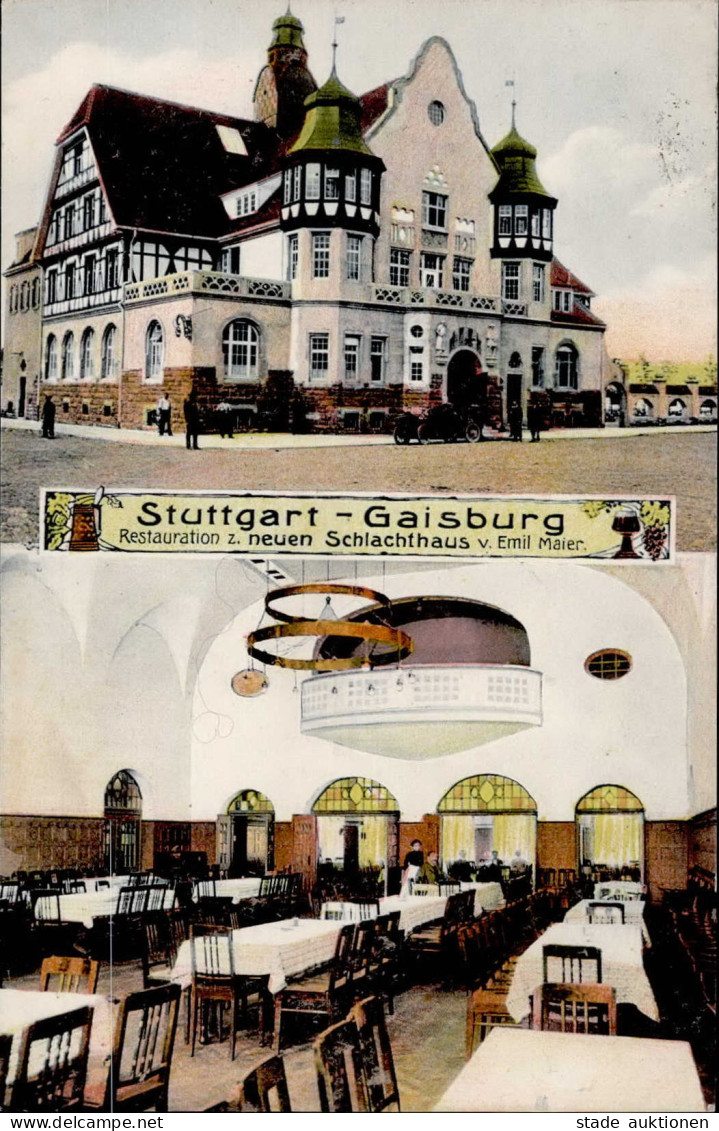 Stuttgart Gaisburg (7000) Gasthaus Zum Neuen Schlachthaus Emil Maier 1916 I-II - Stuttgart