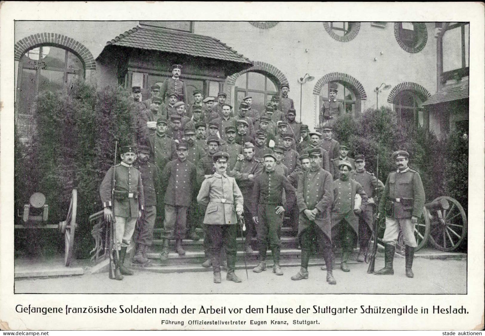 Heslach (7000) Gefangene Französische Soldaten Nach Der Arbeit Vor Dem Schützenhaus Der Schützengilde Heslach 1915 II (k - Stuttgart