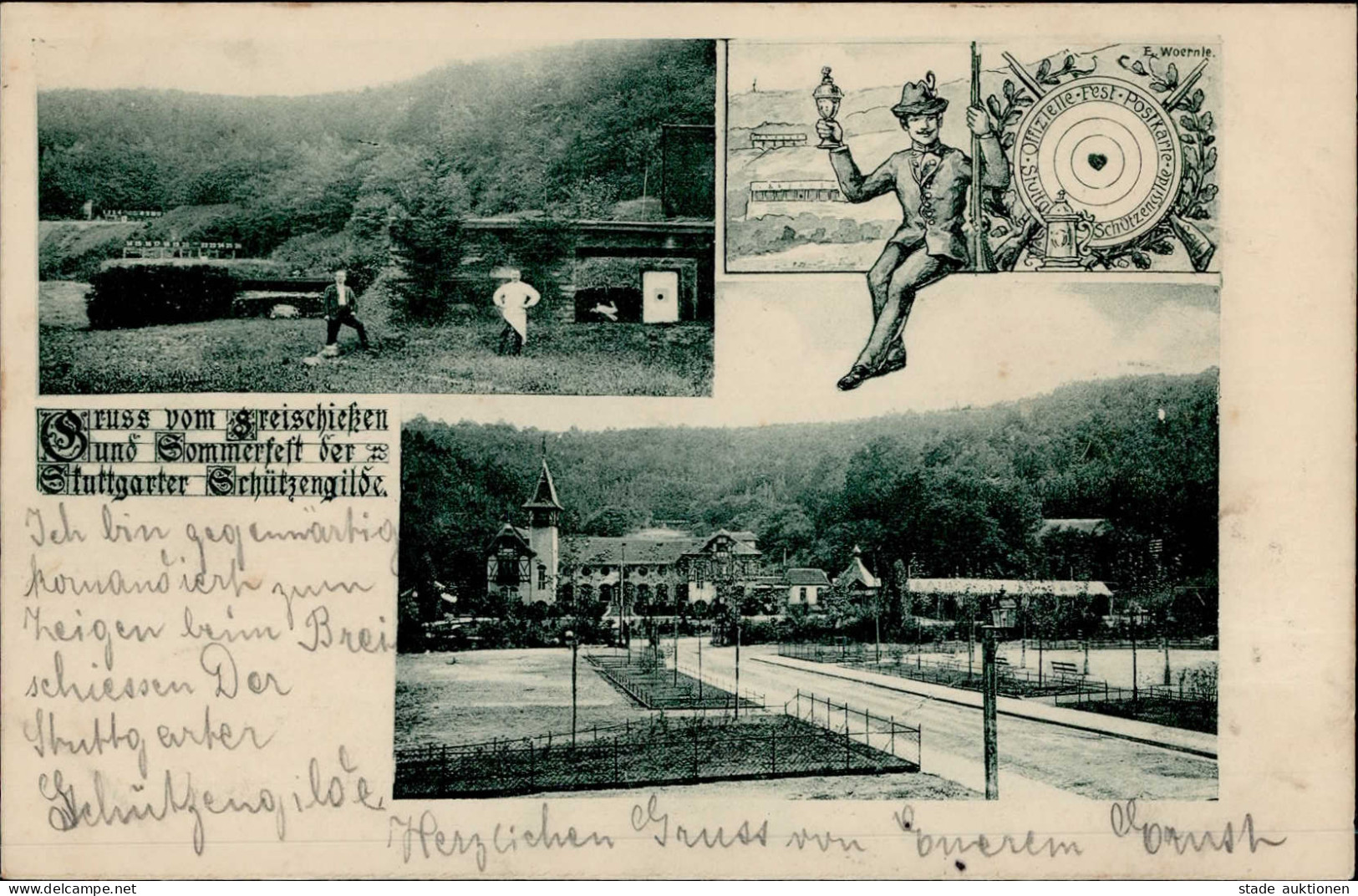 Stuttgart (7000) Freischießen Und Sommerfest Der Stuttgarter Schützengilde Schützenhaus 1904 II (Stauchung, Marke Entfer - Stuttgart