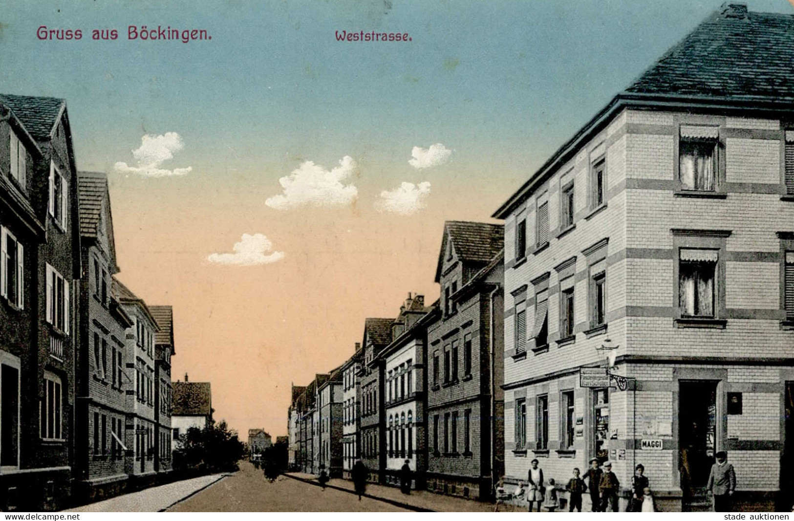 Böckingen (7100) Weststrasse 1914 Emailschild II (Ecken Abgestoßen) - Andere & Zonder Classificatie