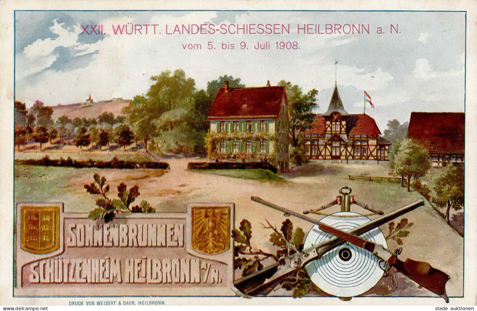 Heilbronn (7100) XXII. Württembergisches Landesschießen 5. Bis 9. Juli 1908 Schützenhaus I- (Marke Entfernt) - Andere & Zonder Classificatie