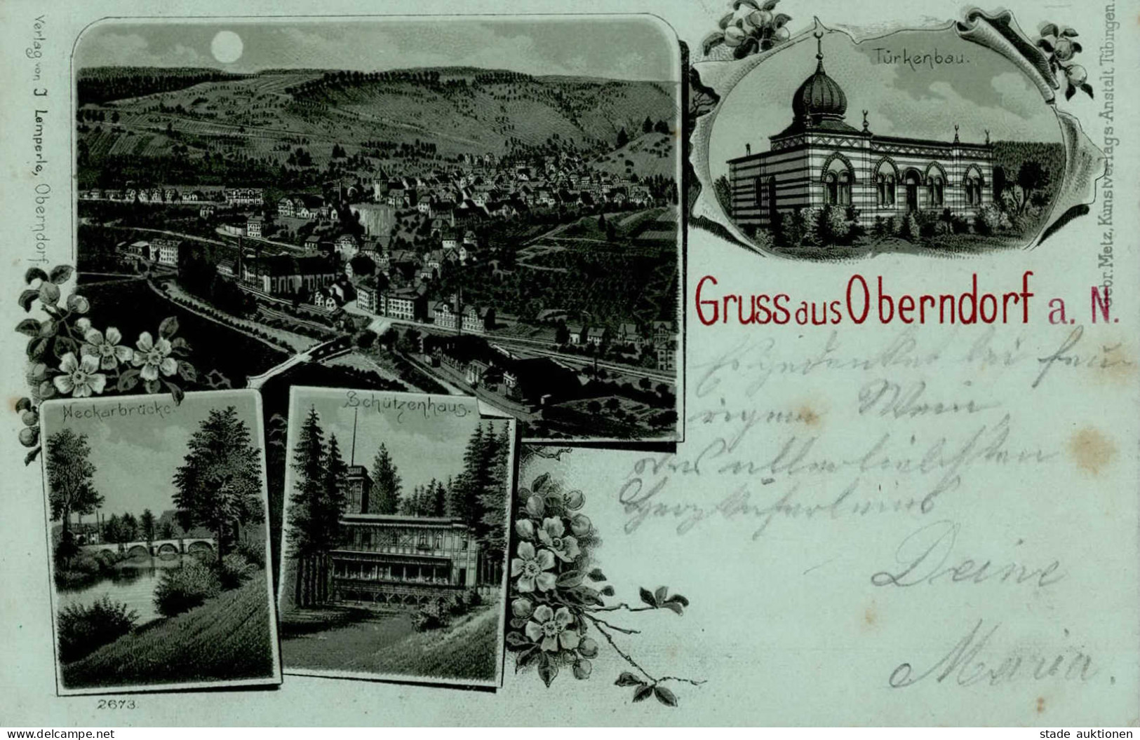 Oberndorf Am Neckar (7238) Mondschein-Karte Schützenhaus 1898 I-II - Autres & Non Classés