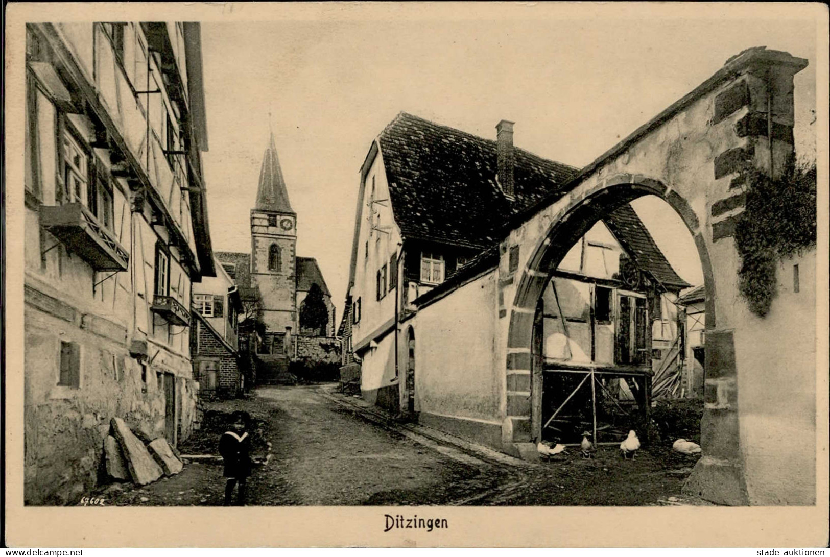 Ditzingen (7257) Strassenpartie Kirche 1916 I-II - Other & Unclassified