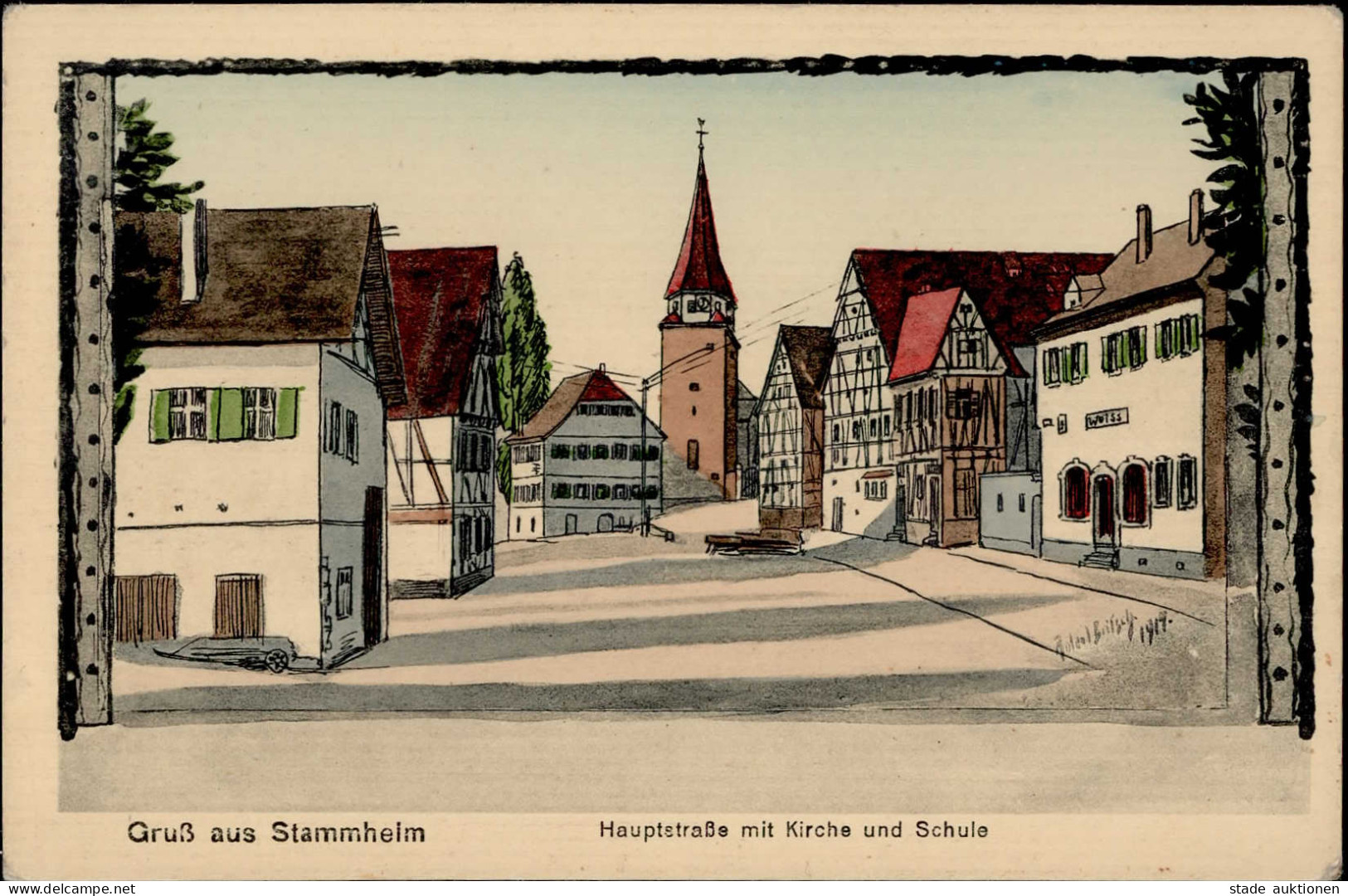 Stammheim (7260) Hauptstraße Kirche Schule I-II - Autres & Non Classés