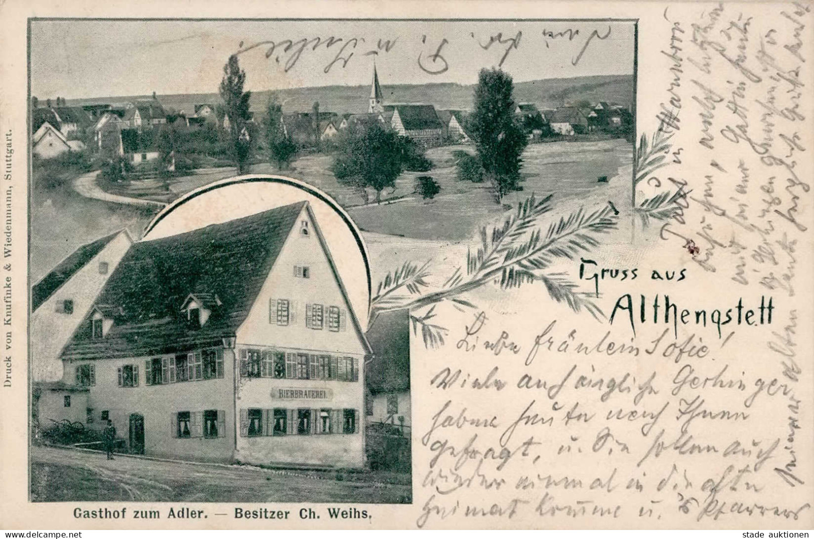 Althengstett (7262) Gasthaus Zum Adler 1903 I-II - Sonstige & Ohne Zuordnung