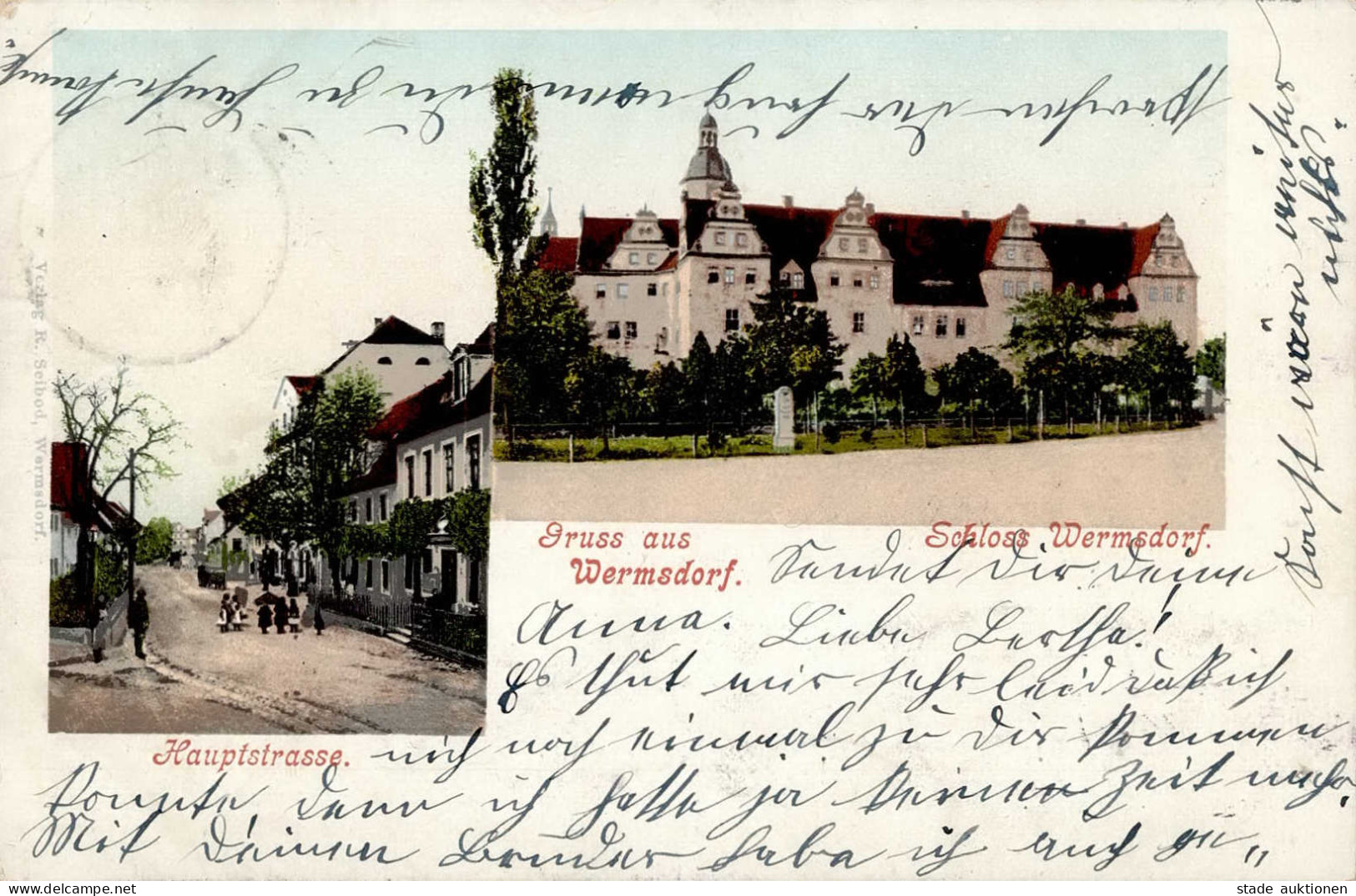 Wermsdorf (7264) Hauptstrasse Schloss 1902 II (Stempeldurchdruck) - Autres & Non Classés