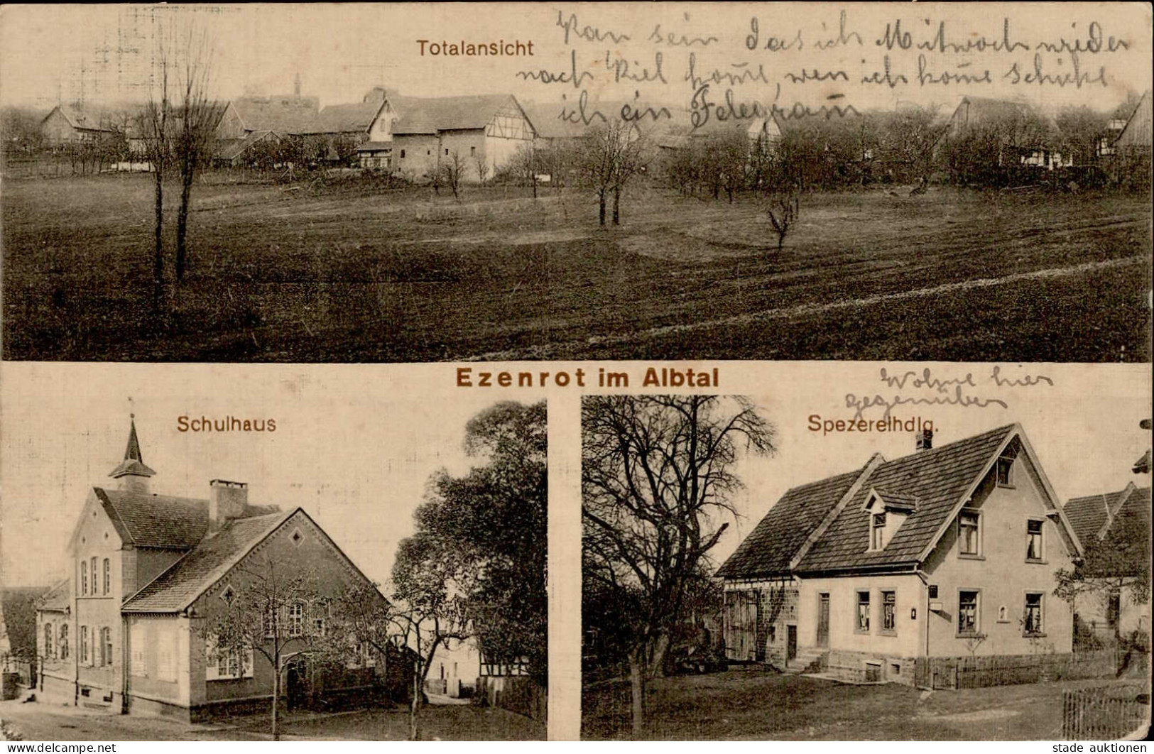 Ettlingen (7505) Ezenrot Schule Spezereihandlung 1916 I-II (Stauchung) - Ettlingen