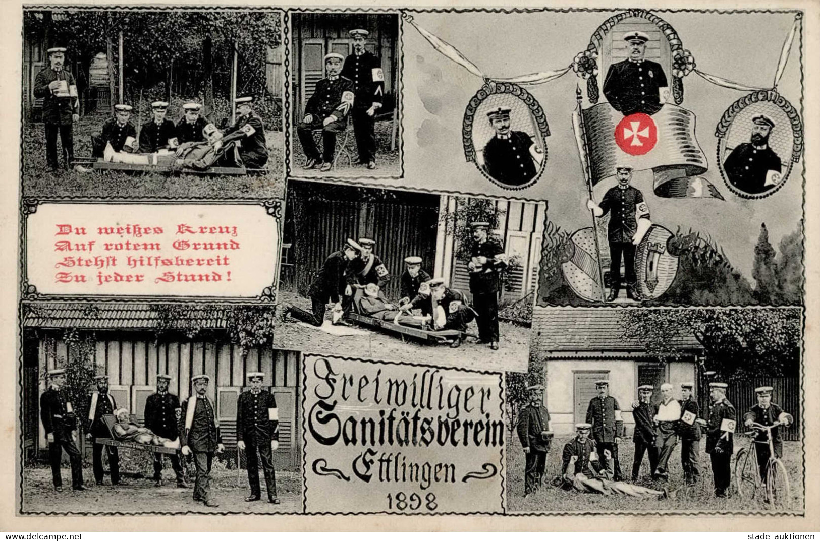 Ettlingen (7505) Freiw. Sanitätsverein 1898 I-II (Klebereste RS) - Ettlingen