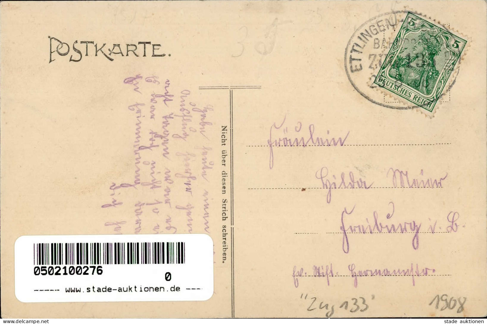 Ettlingen (7505) Gasthaus Zum Waldhorn Inh. Maier 1908 I- - Ettlingen