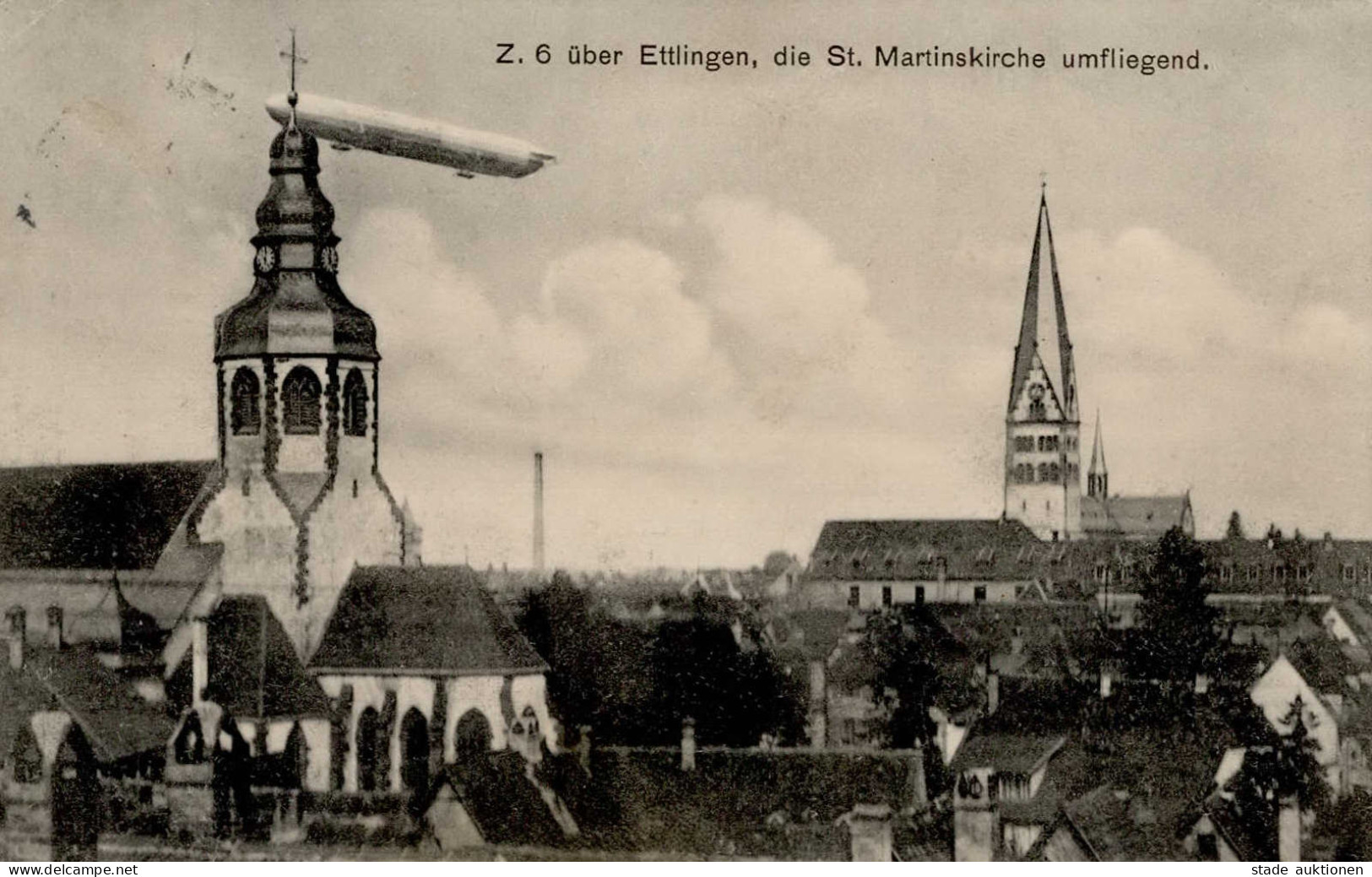 Ettlingen (7505) Zeppelin Z 6 St. Martinskirche 1911 I-II Dirigeable - Ettlingen