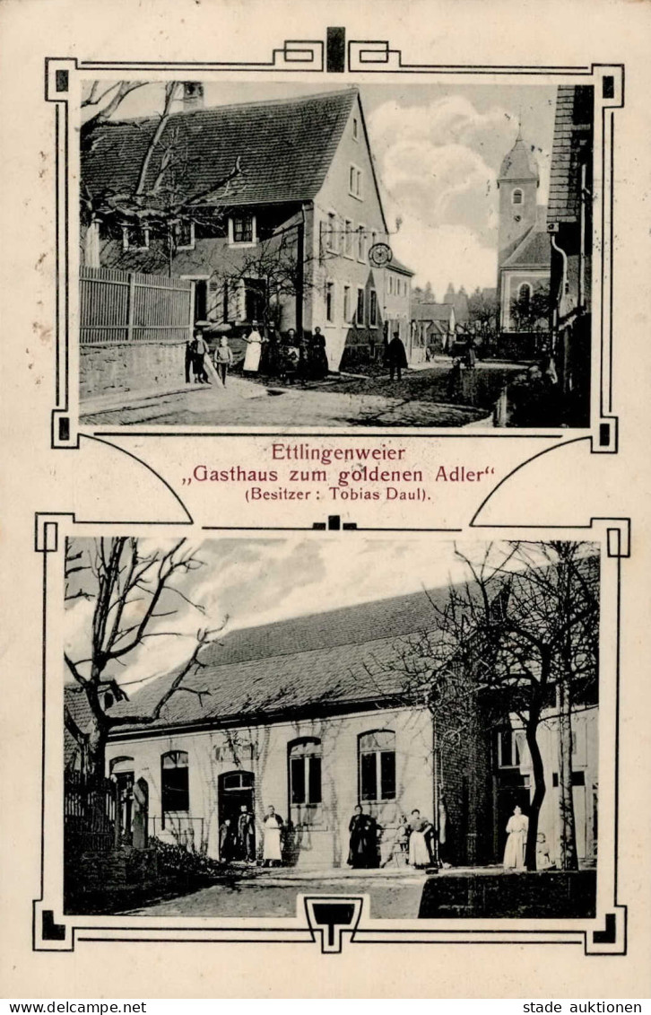 Ettlingenweier (7505) Gasthaus Zum Goldenen Adler Inh. Daul 1909 I- - Ettlingen