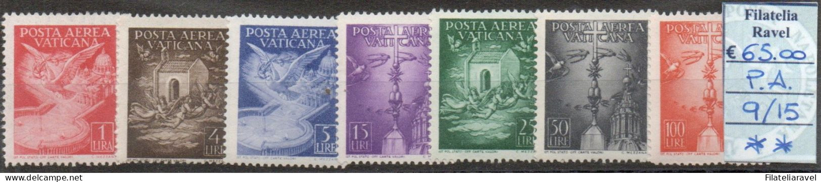 Vaticano - 1947 - Posta Aerea - "Soggetti Vari", Serie Cpl , 7 Valori, Gomma Integra, Cat Sassone 9/15 - Unused Stamps