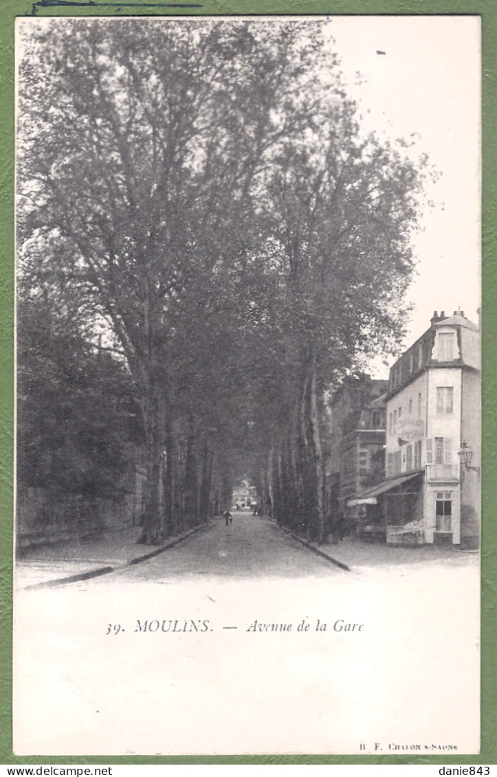 CPA Dos Précurseur -  ALLIER - MOULINS - AVENUE DE LA GARE - Petit Commerce - Moulins