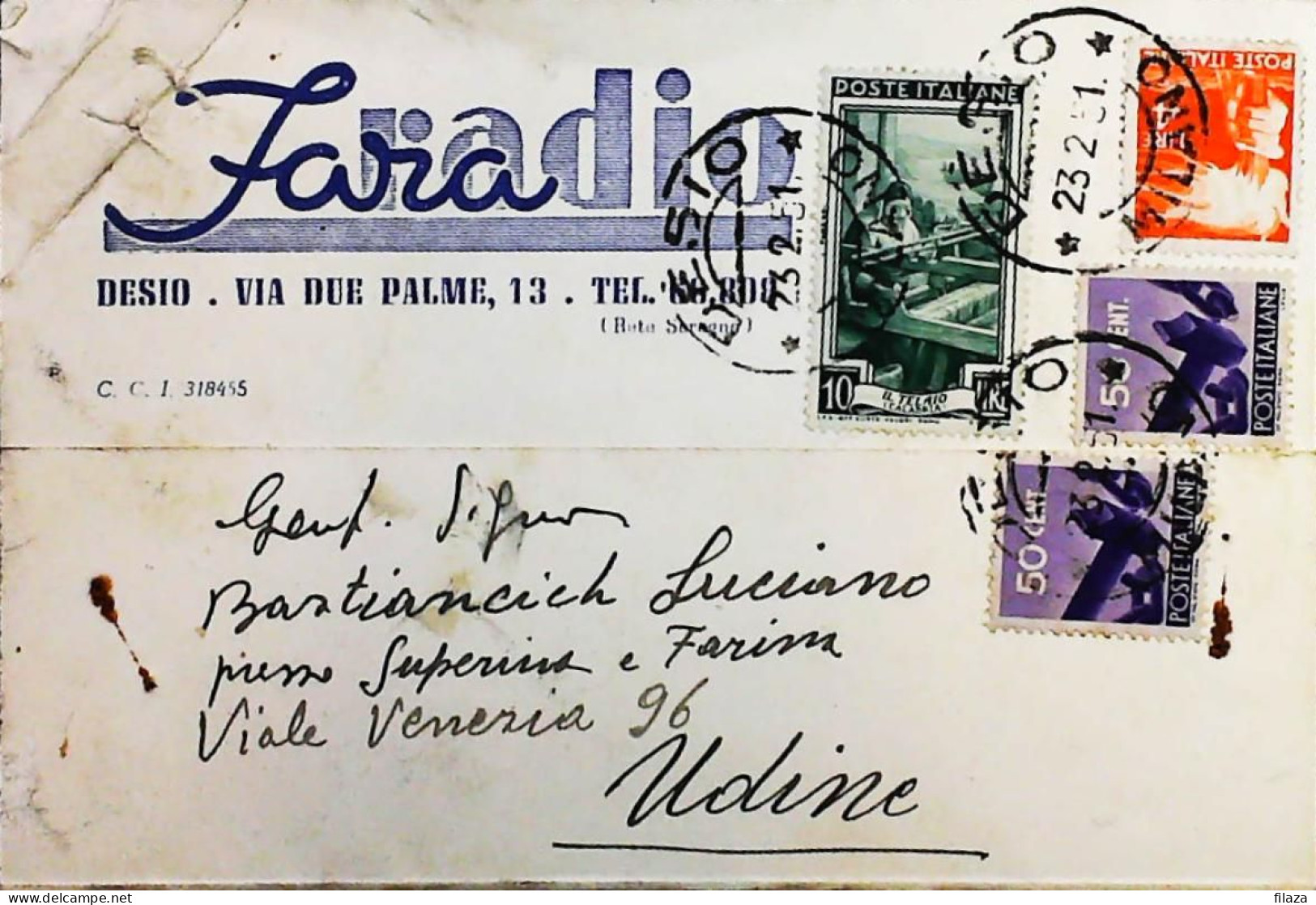 Italy - Repubblica - Democratica + Italia Al Lavoro Lettera / Cartolina Da Desio - S7245 - 1946-60: Marcofilie