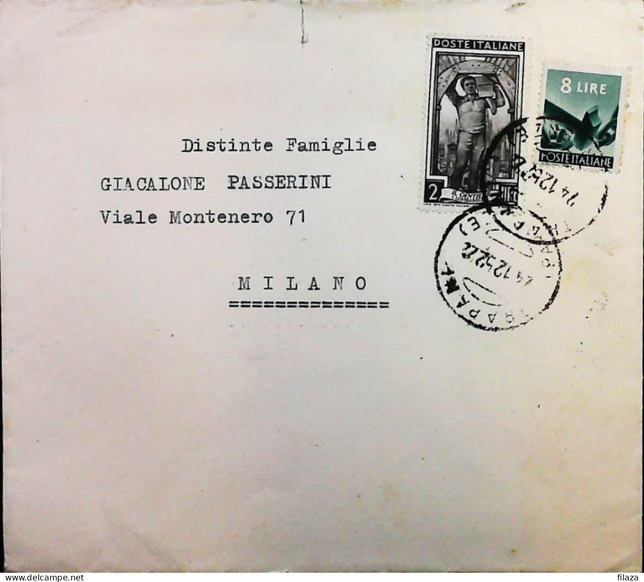 Italy - Repubblica - Democratica + Italia Al Lavoro Lettera / Cartolina Da Trapani - S7261 - 1946-60: Poststempel