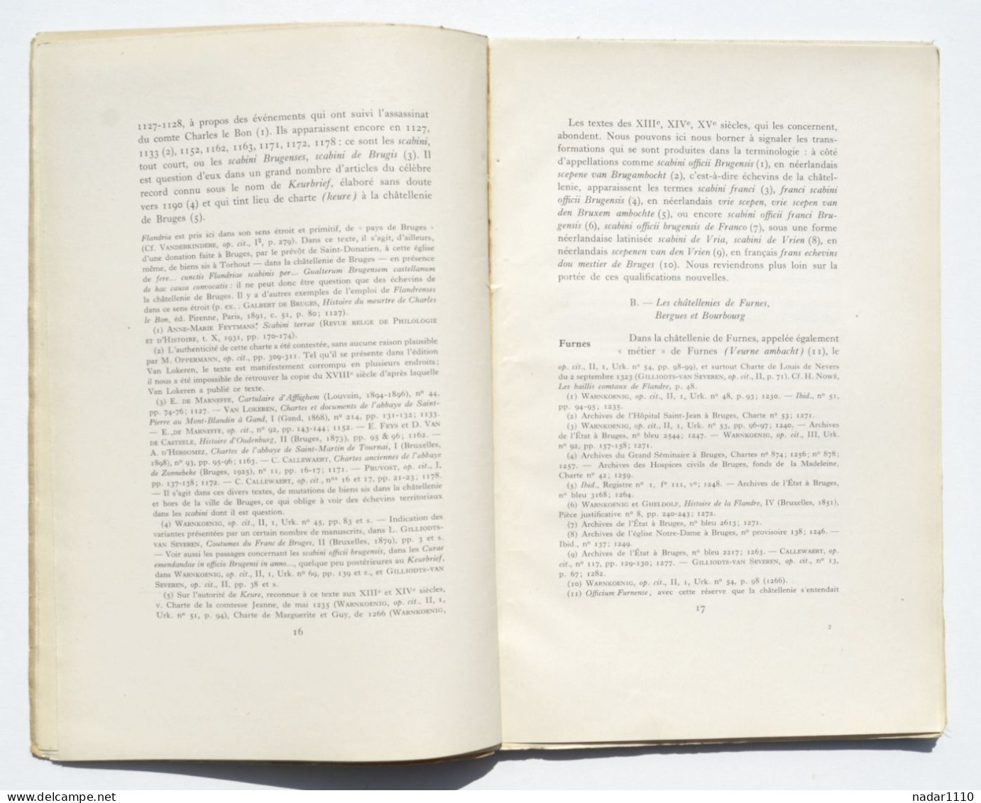 Recherches Sur Les Tribunaux De Châtellenie En Flandre - F. Ganshof / Bruges Gand Termonde Ypres Douai Furnes Cassel Etc - Belgien