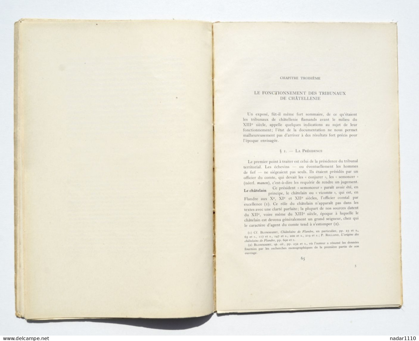 Recherches sur les tribunaux de châtellenie en Flandre - F. Ganshof / Bruges Gand Termonde Ypres Douai Furnes Cassel etc