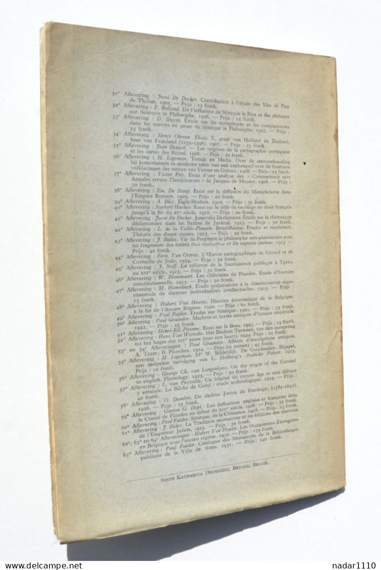 Recherches sur les tribunaux de châtellenie en Flandre - F. Ganshof / Bruges Gand Termonde Ypres Douai Furnes Cassel etc