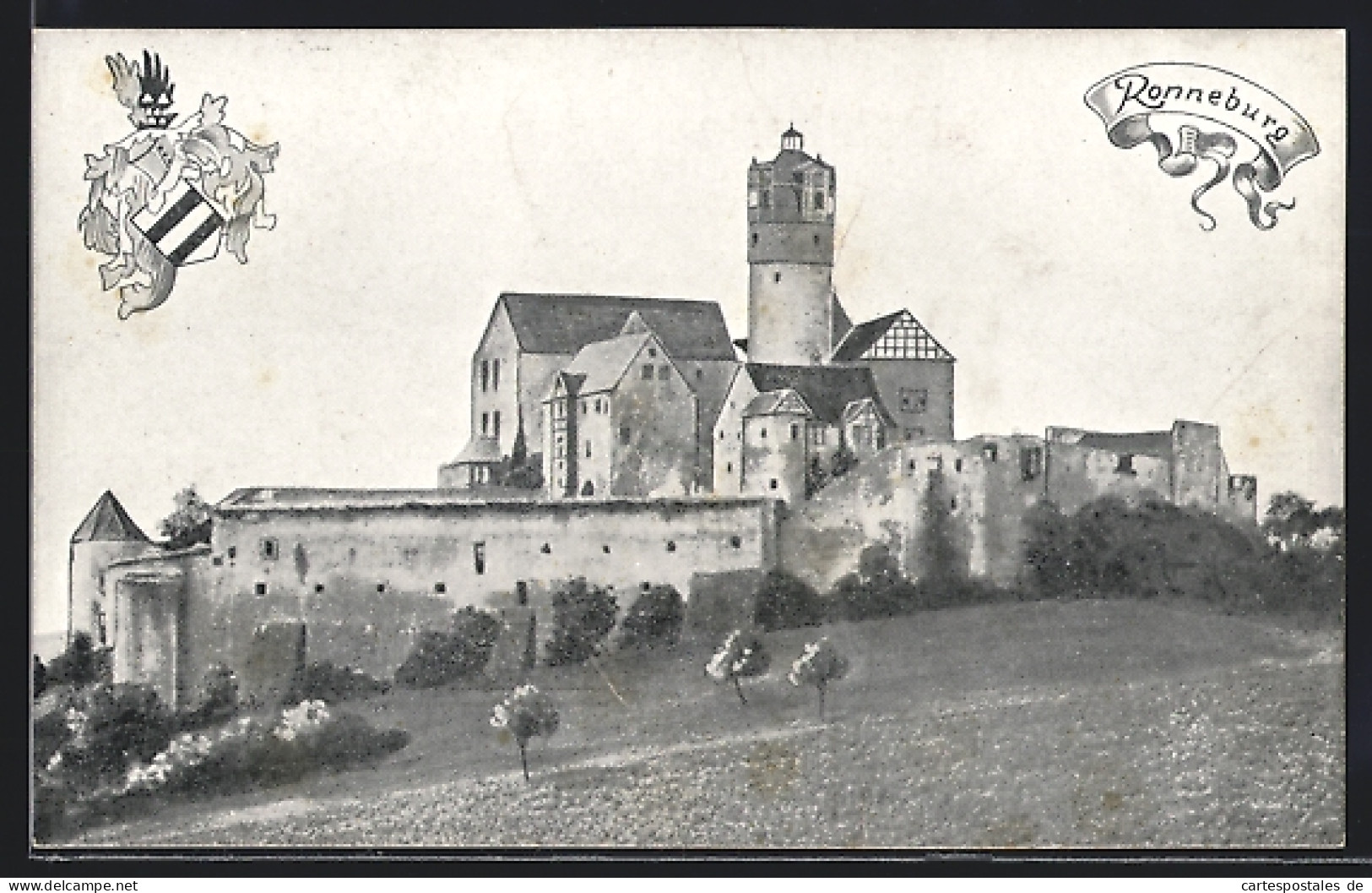 AK Ronneburg / Hessen, Auf Der Wiese Neben Der Burg, Das Wappen  - Autres & Non Classés