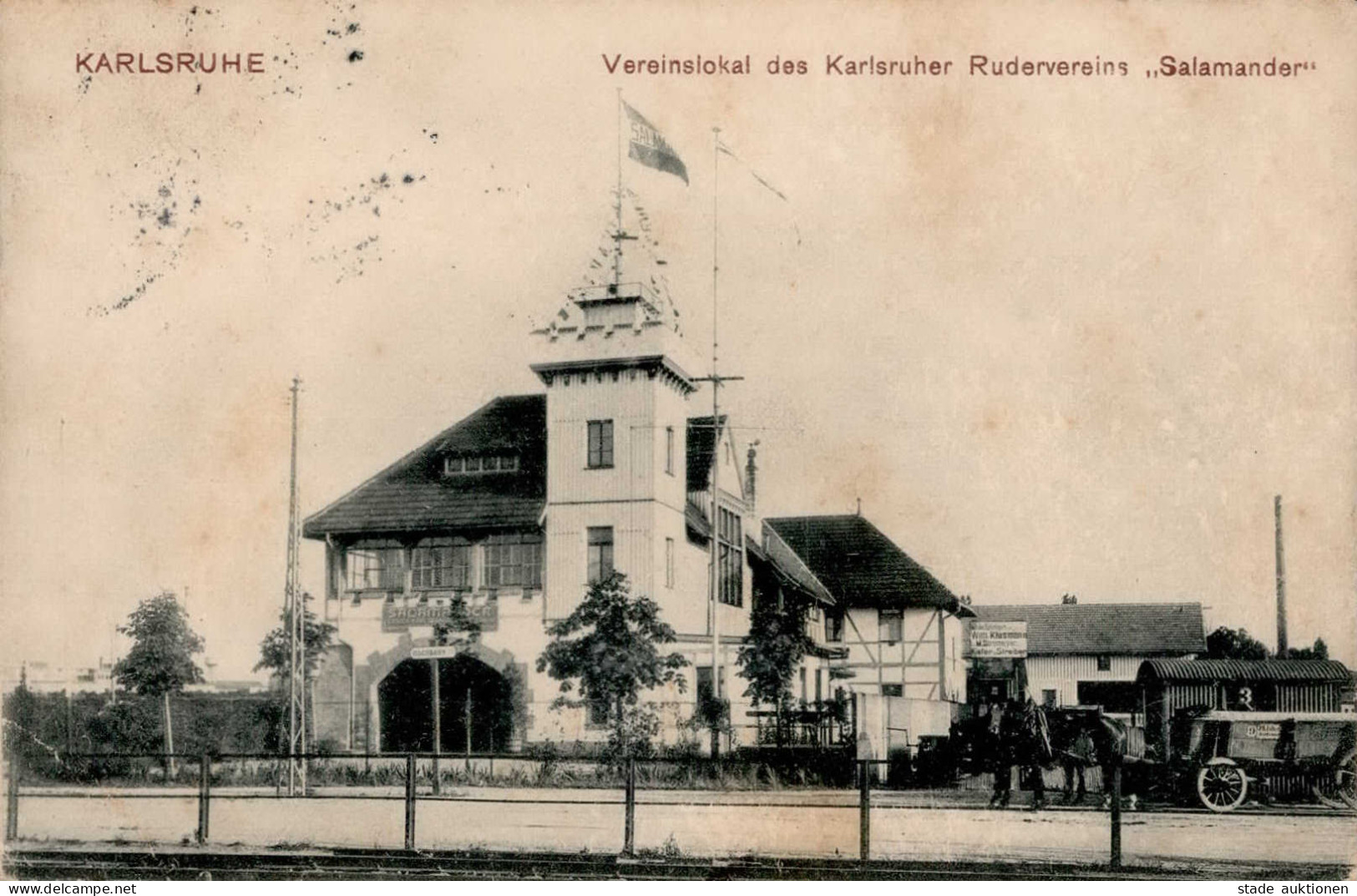 Karlsruhe (7500) Vereins-Gasthaus Des Karlsruher Rudervereins Salamander 1907 I-II - Karlsruhe