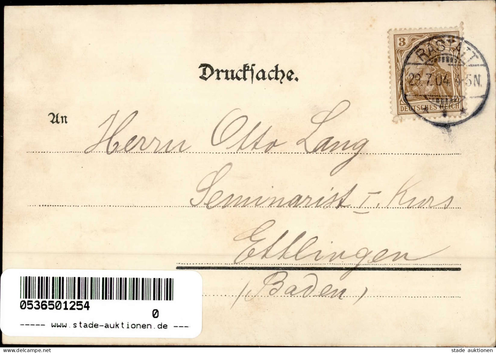 Rastatt (7550) Einjährige 1904 Studentika 1904 I - Karlsruhe