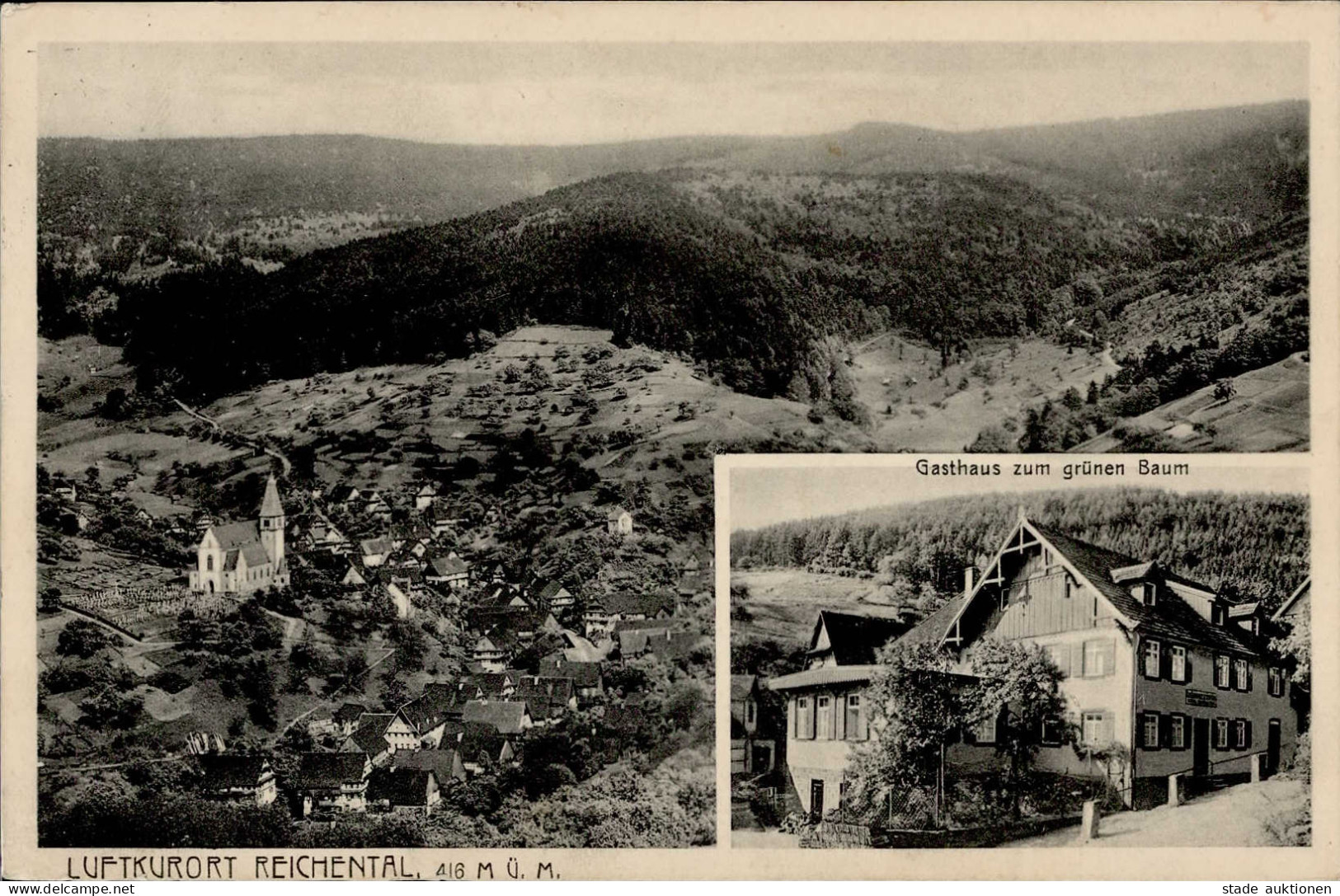 Reichental (7562) Gasthaus Zum Grünen Baum Sonderstempel II (kleine Stauchung) - Karlsruhe