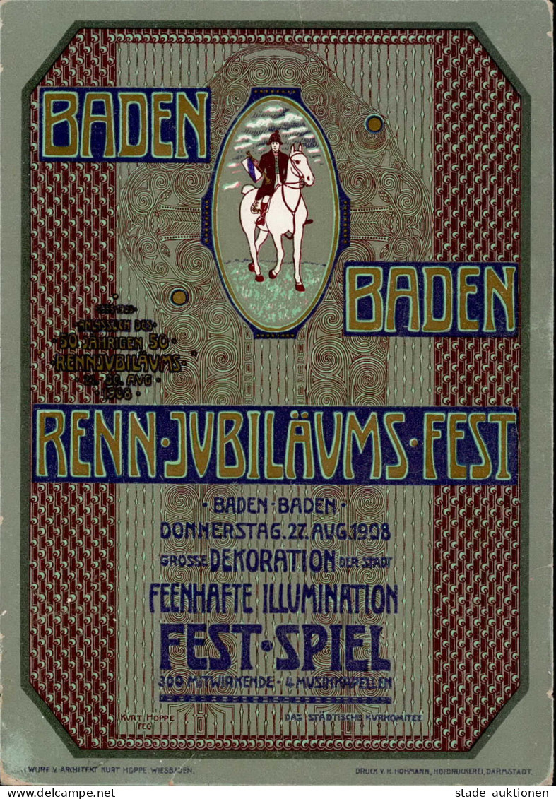 Baden-Baden (7570) Renn-Jubiläums-Fest 1908 I-II - Karlsruhe