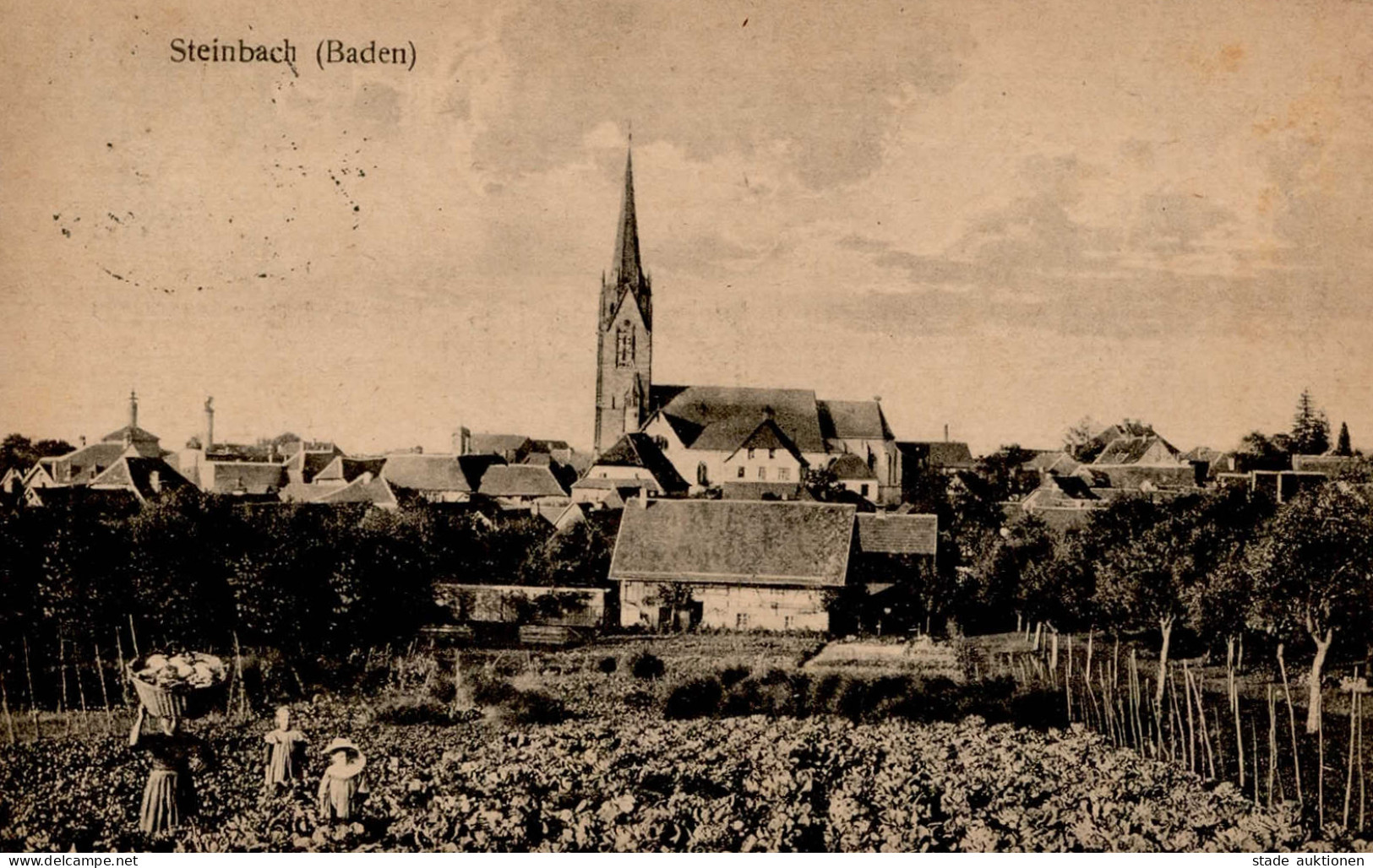 Baden-Baden (7570) Steinbach Kirche Ortsansich 1924 I-II - Karlsruhe