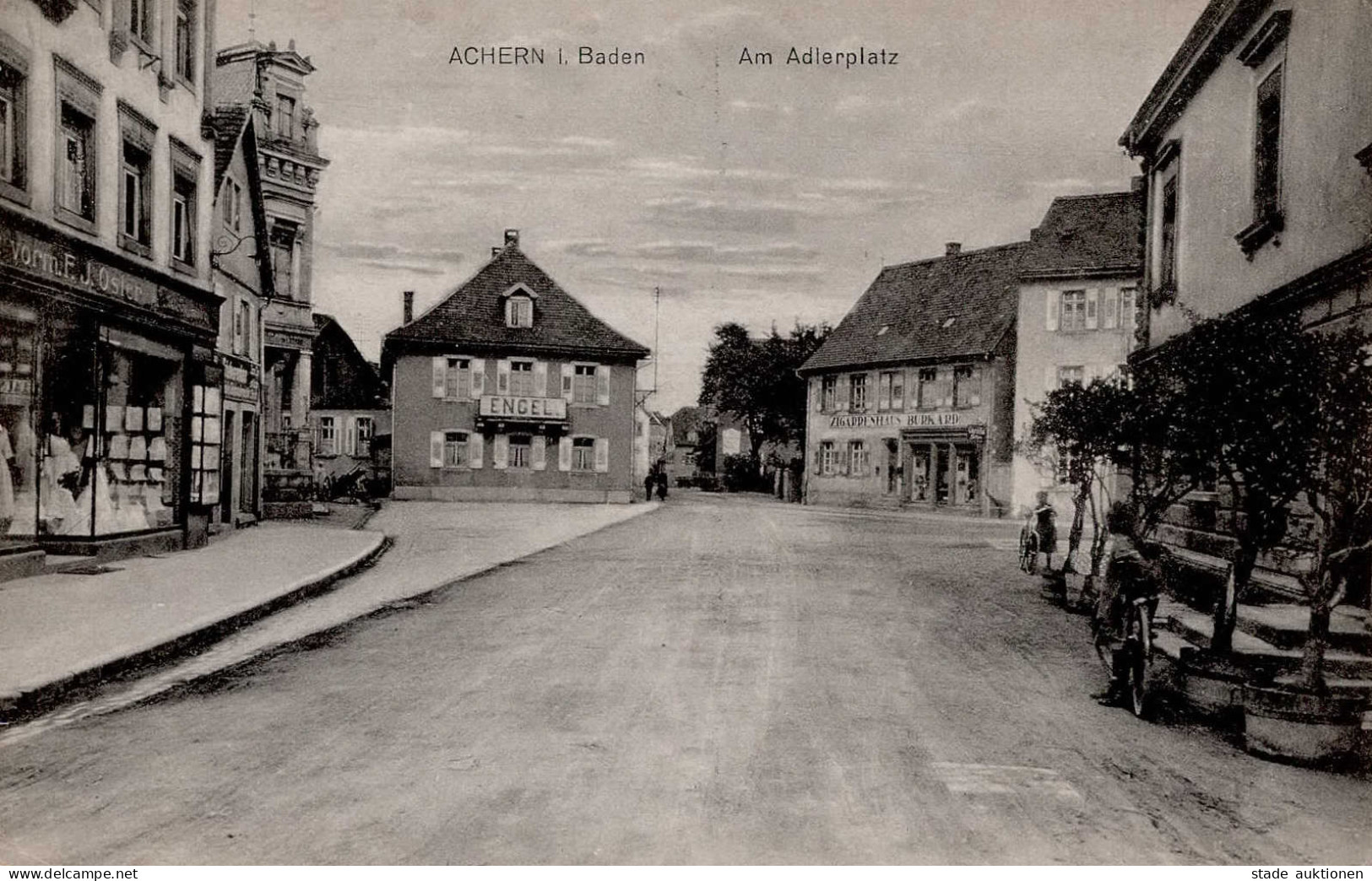 Achern (7590) Gasthaus Engel Handlung Oster Zigarrenhandlung Burkard Fahrrad I-II Cycles Ange - Karlsruhe