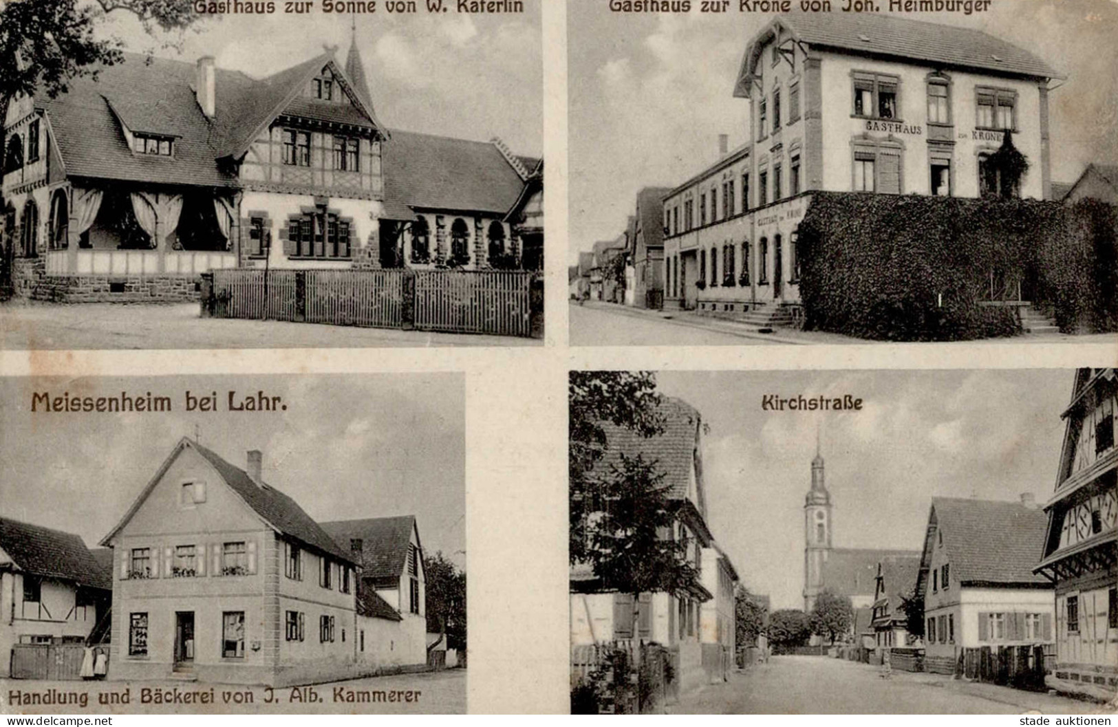 Lahr Meissenheim (7630) Gasthaus Zur Sonne Gasthaus Zur Krone Handlung Und Cafe Kammerer Kirchstrasse I-II - Karlsruhe