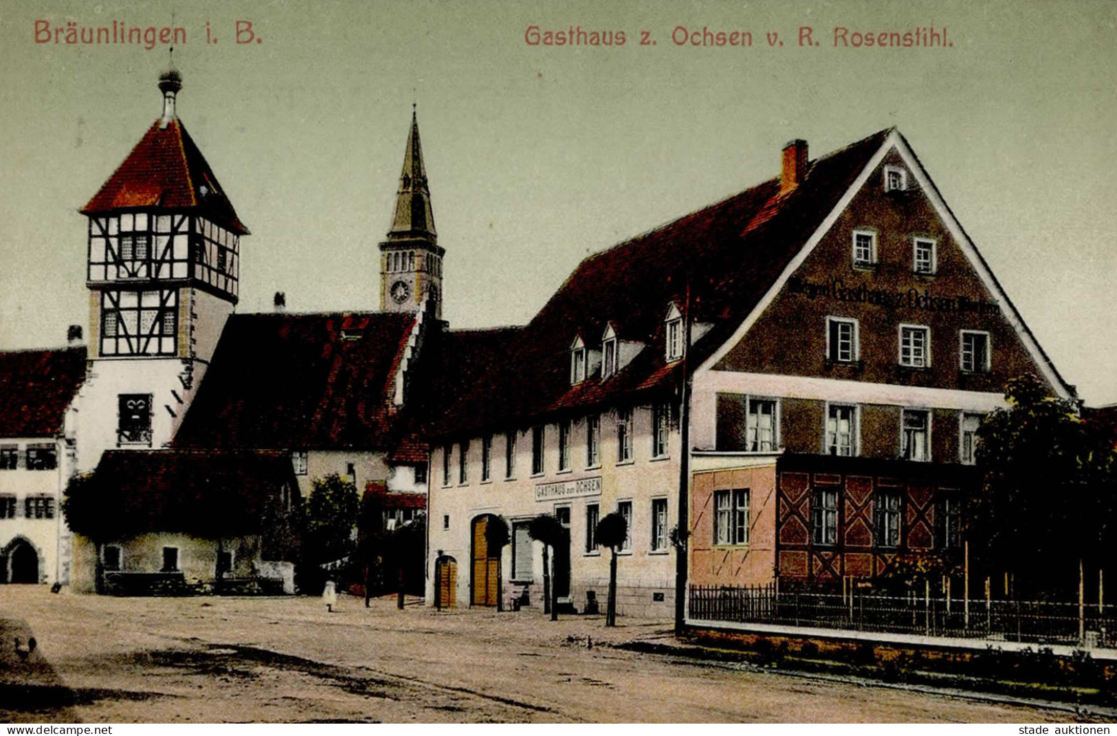 Bräunlingen (7715) Gasthaus Zum Ochsen Bes. Rosenstihl, R. 1910 I-II - Karlsruhe