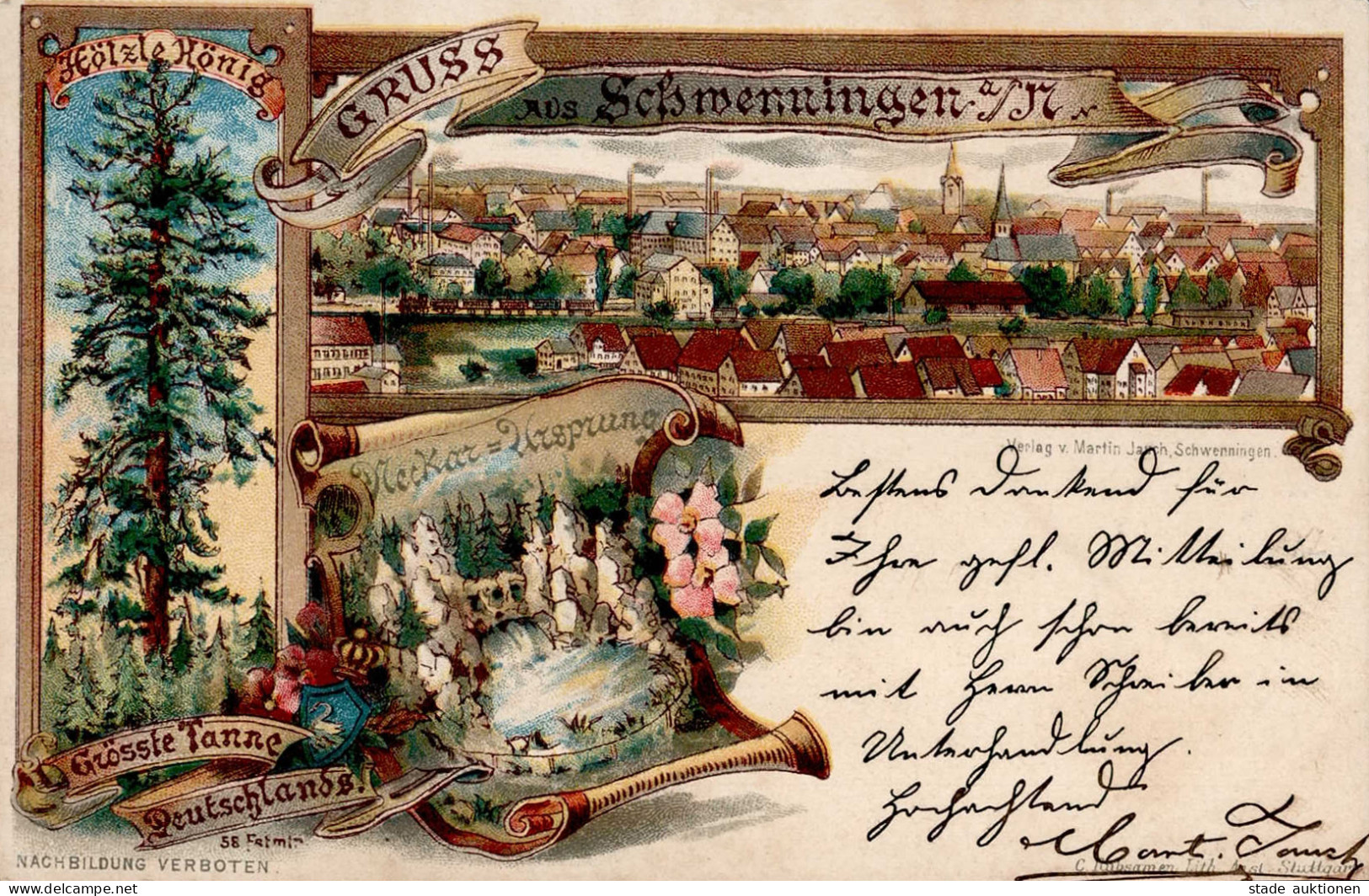 Villingen-Schwenningen (7730) Neckar Ursprung Größte Tanne 1898 I-II (Ecken Abgestossen) - Karlsruhe