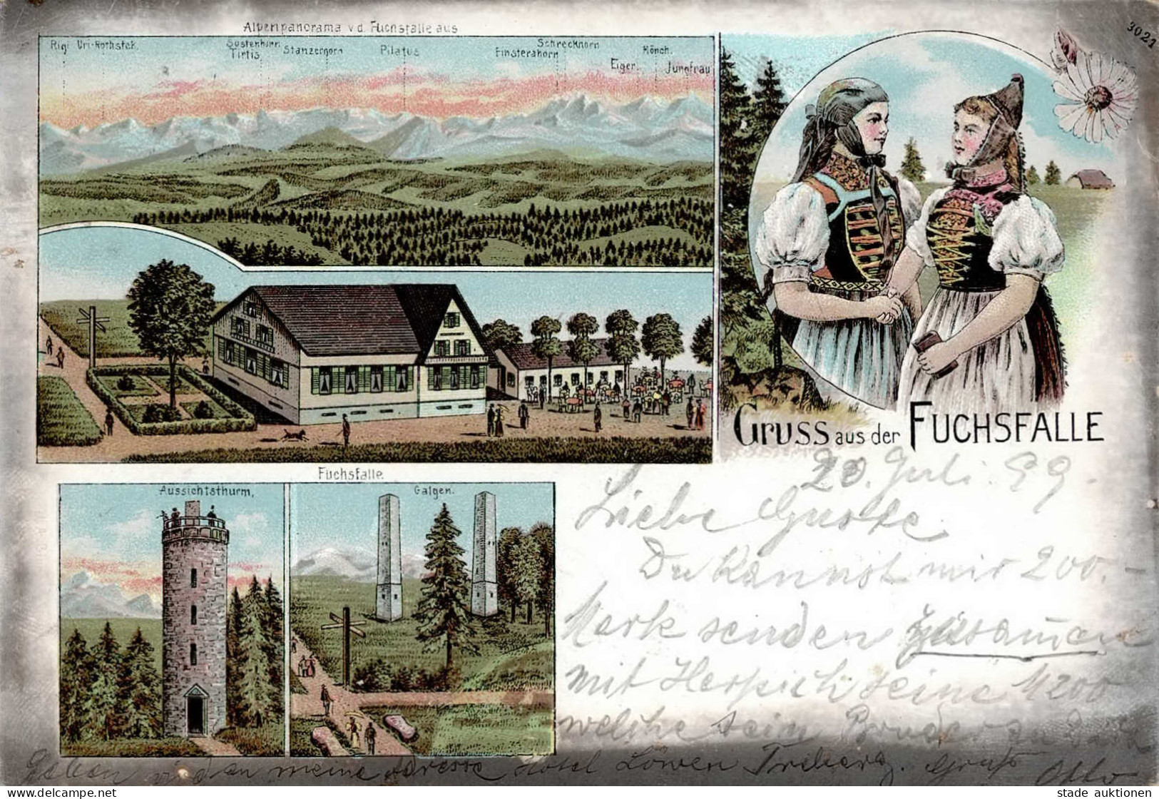 Triberg Im Schwarzwald (7740) Gasthaus Fuchsfalle Tracht 1899 II (kleine Stauchung) - Karlsruhe