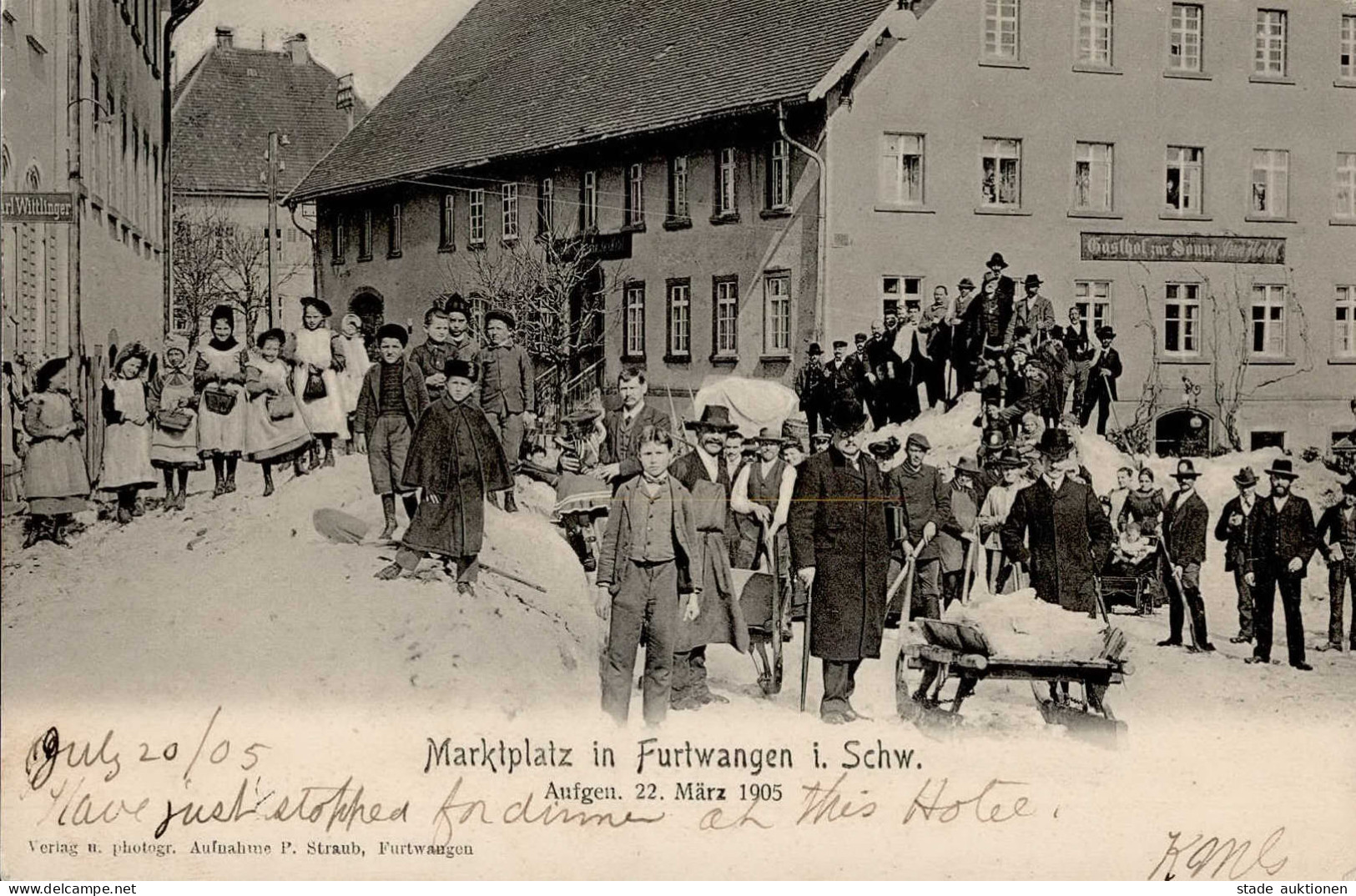 Furtwangen (7743) Winter-Karte Marktplatz Am 22. März 1905 Gasthaus Zur Sonne I-II - Karlsruhe