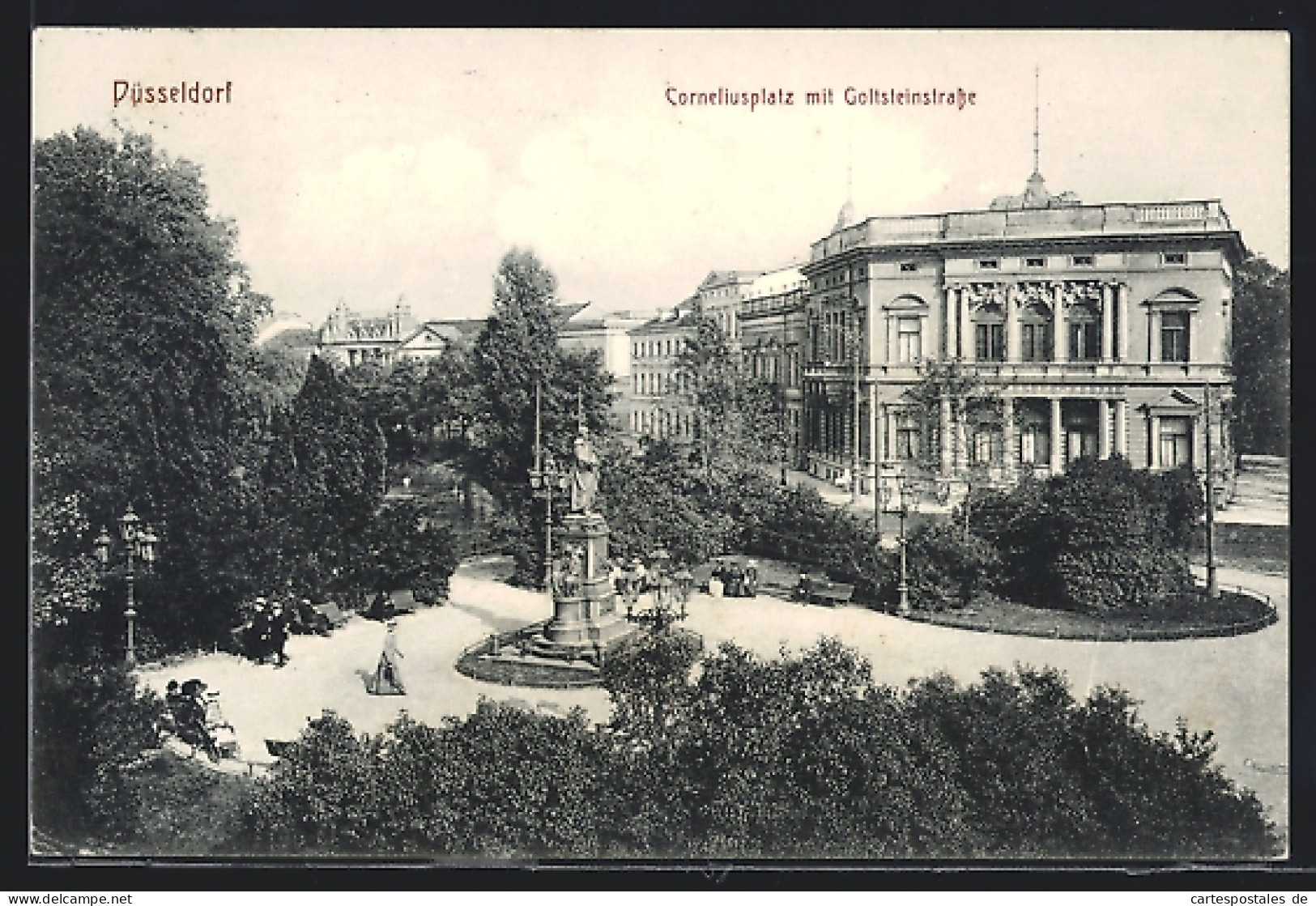 AK Düsseldorf, Corneliusplatz Mit Goltsteinstrasse Und Denkmal  - Duesseldorf