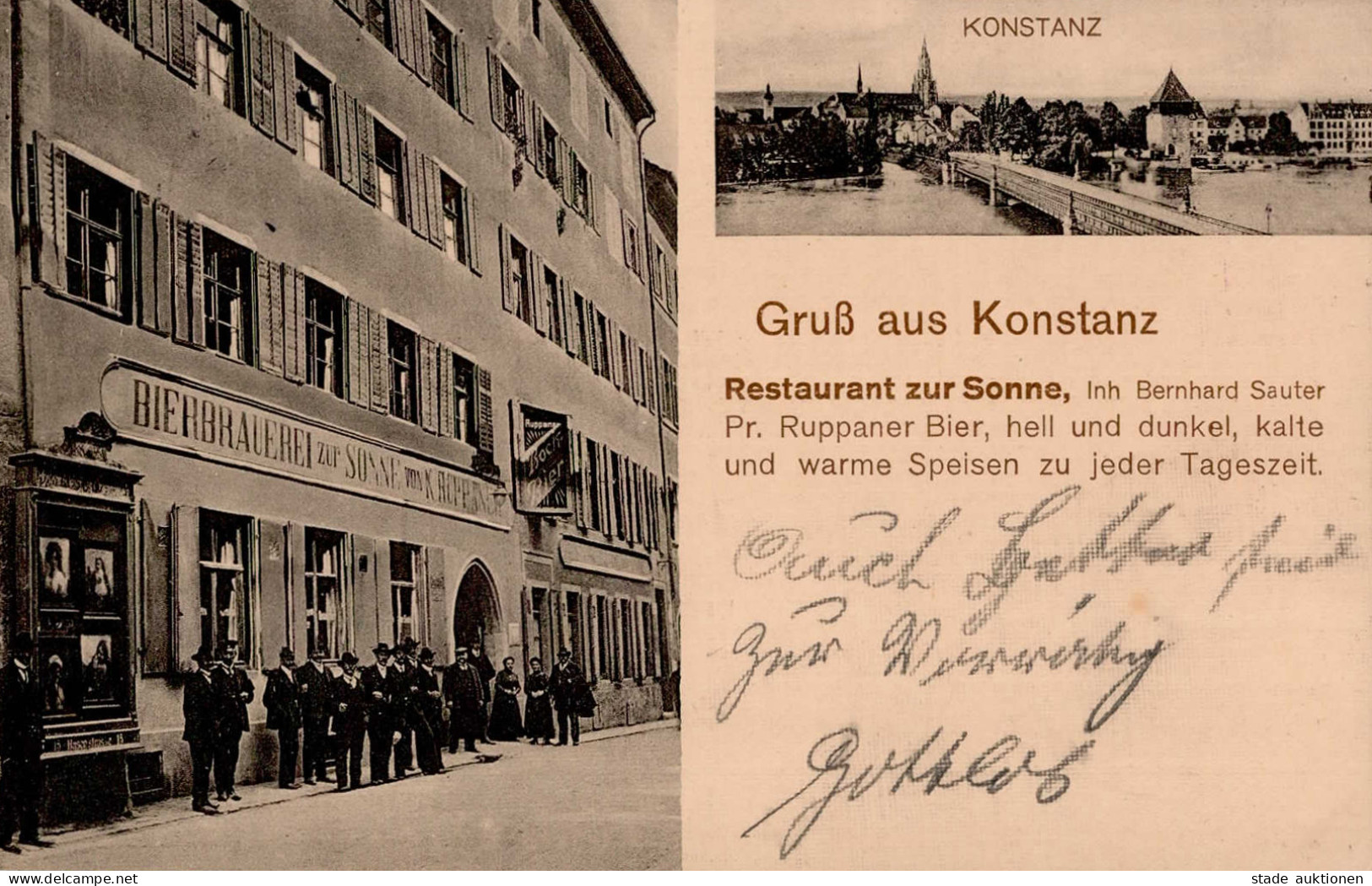 Konstanz (7750) Gasthaus Zur Sonne 1915 I - Konstanz