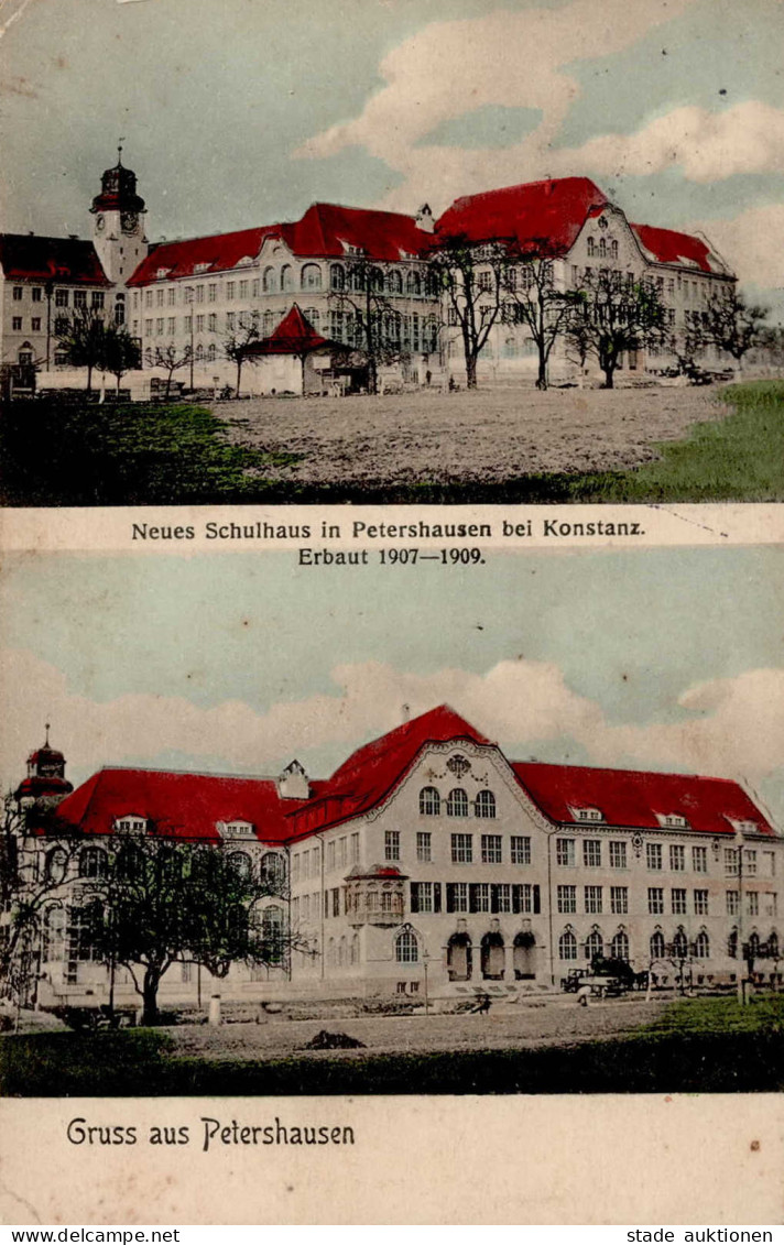 Konstanz Petershausen (7750) Neues Schulhaus 1917 II (kleine Stauchungen) - Konstanz