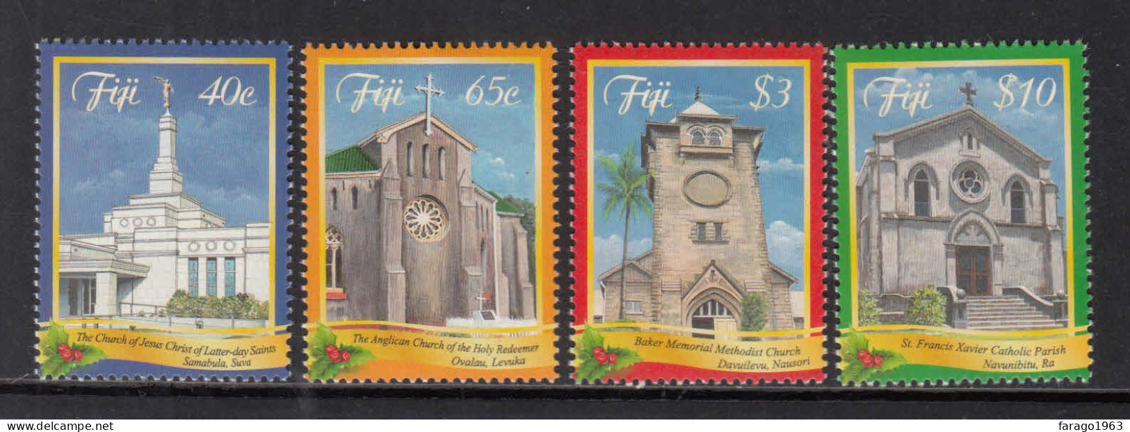 2014 Fiji Christmas Noel Navidad Mormons Churches Complete Set Of 4 MNH - Fidji (1970-...)
